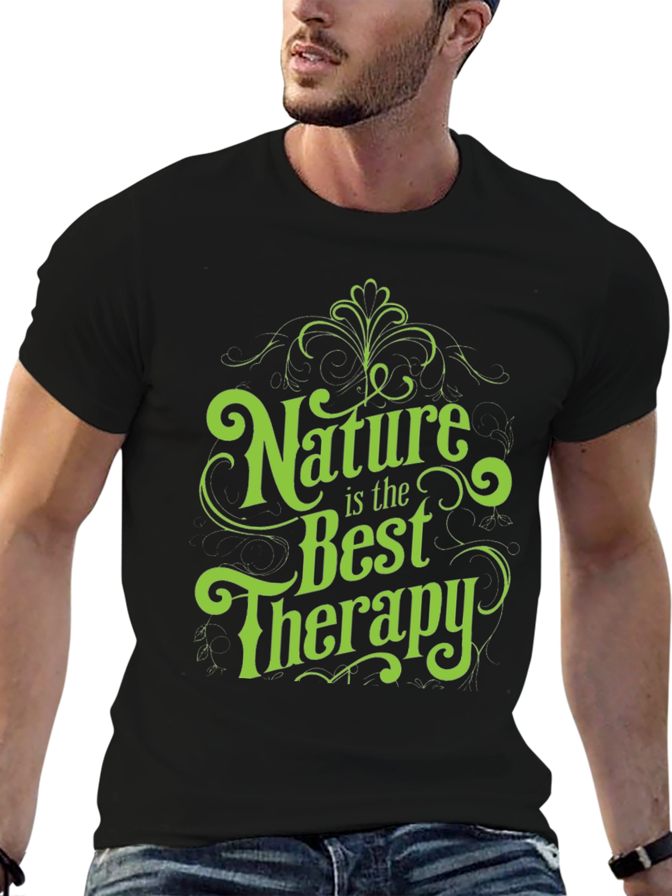 Nature is the Best Therapy Black Graphic Tee