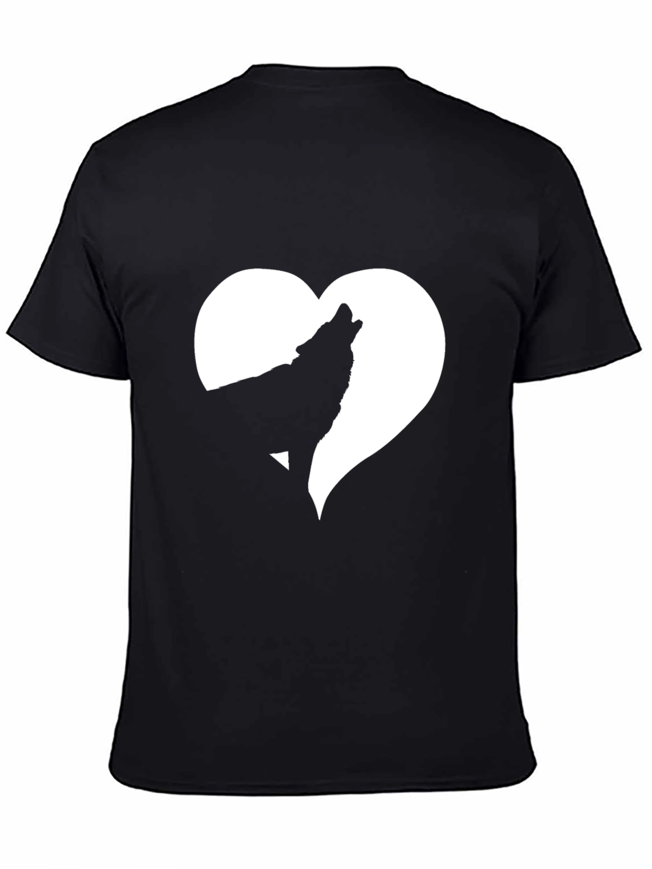 Wolf Heart Graphic Tee - Black Cotton T-Shirt