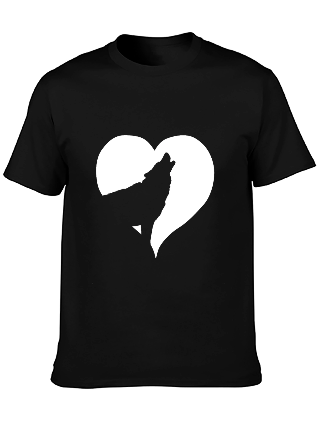 Wolf Heart Graphic Tee - Black Cotton T-Shirt