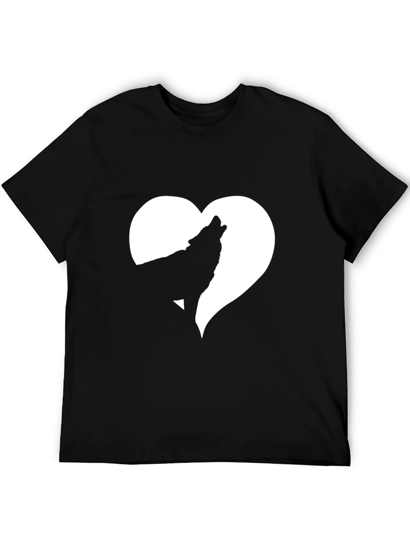 Wolf Heart Graphic Tee - Black Cotton T-Shirt