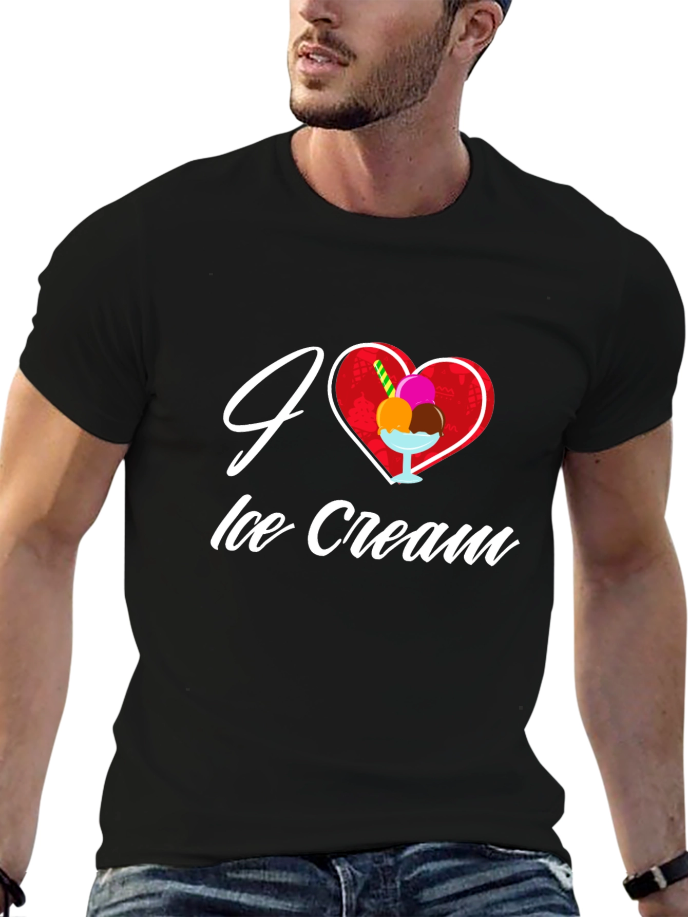 I Love Ice Cream Graphic Tee - Black