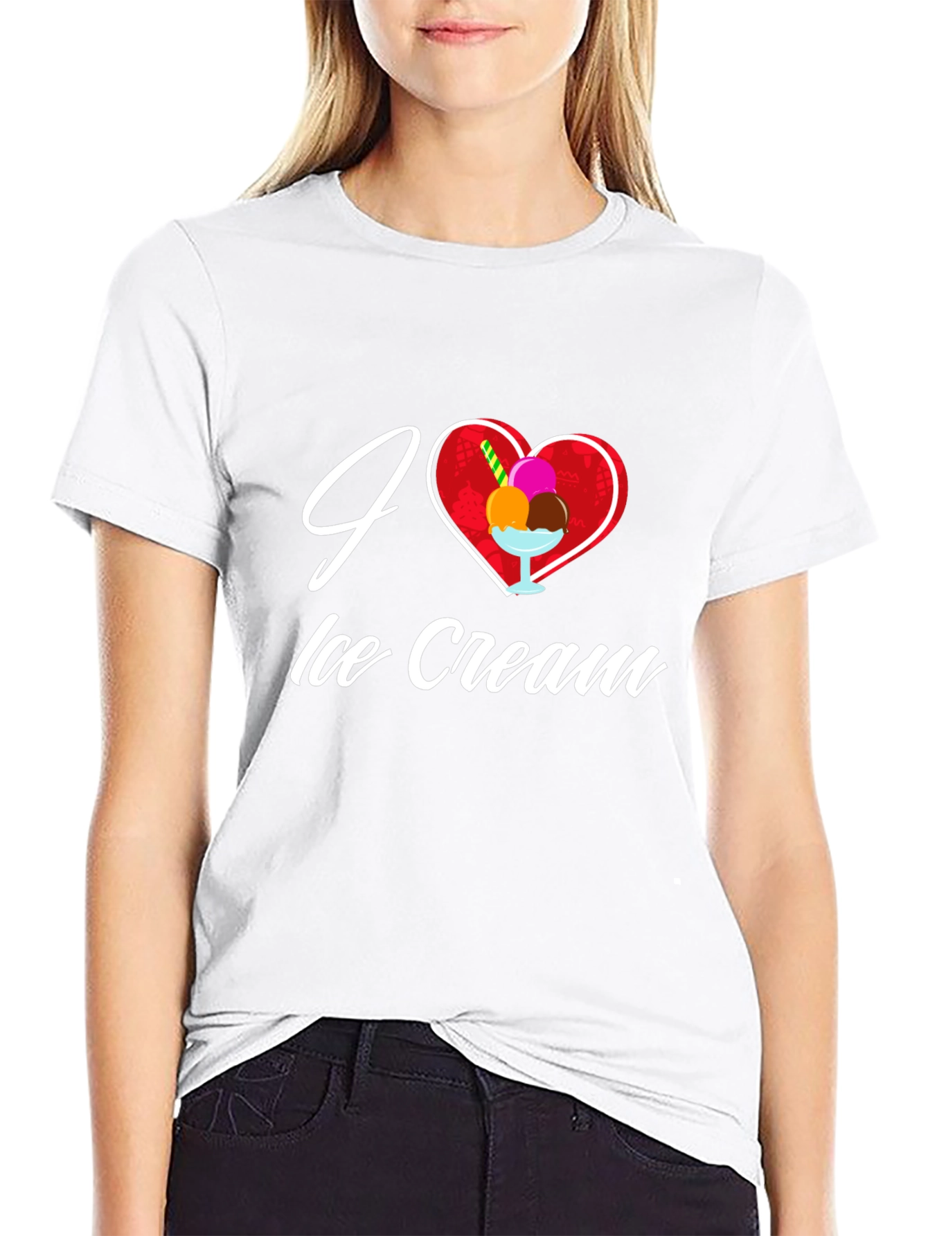 I Love Ice Cream Graphic Tee - Black