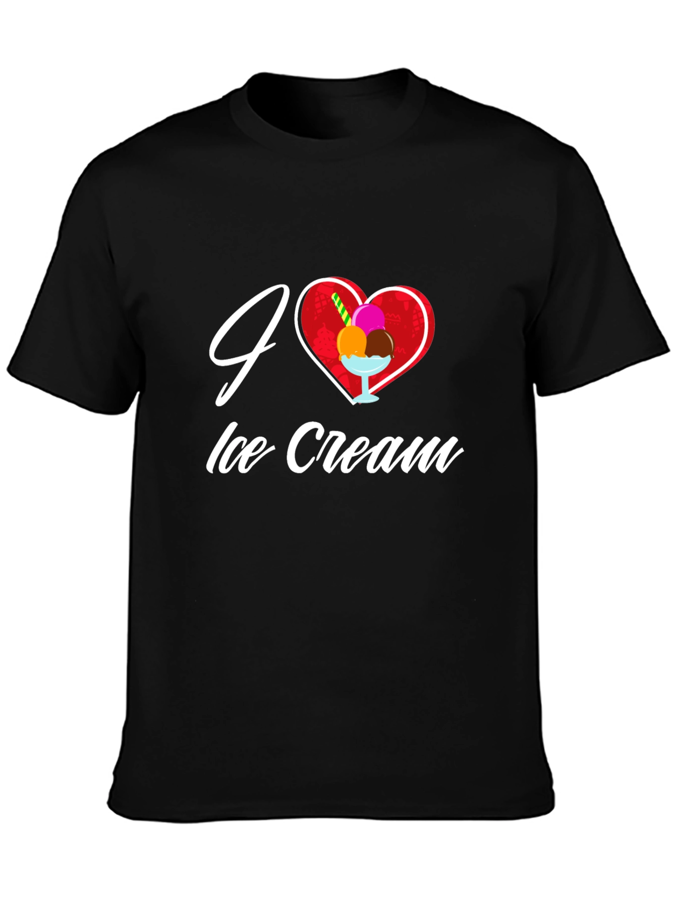 I Love Ice Cream Graphic Tee - Black