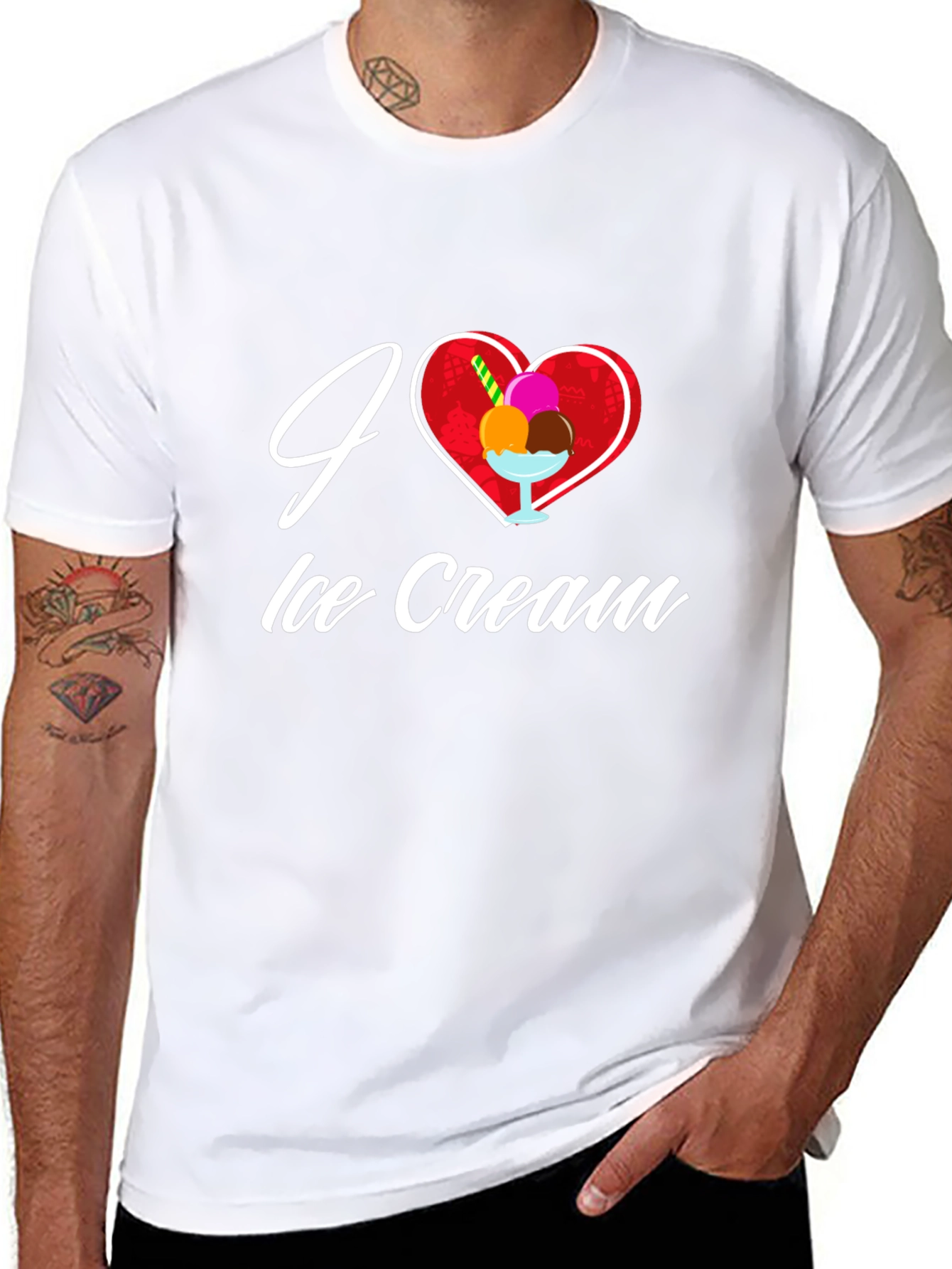 I Love Ice Cream Graphic Tee - Black