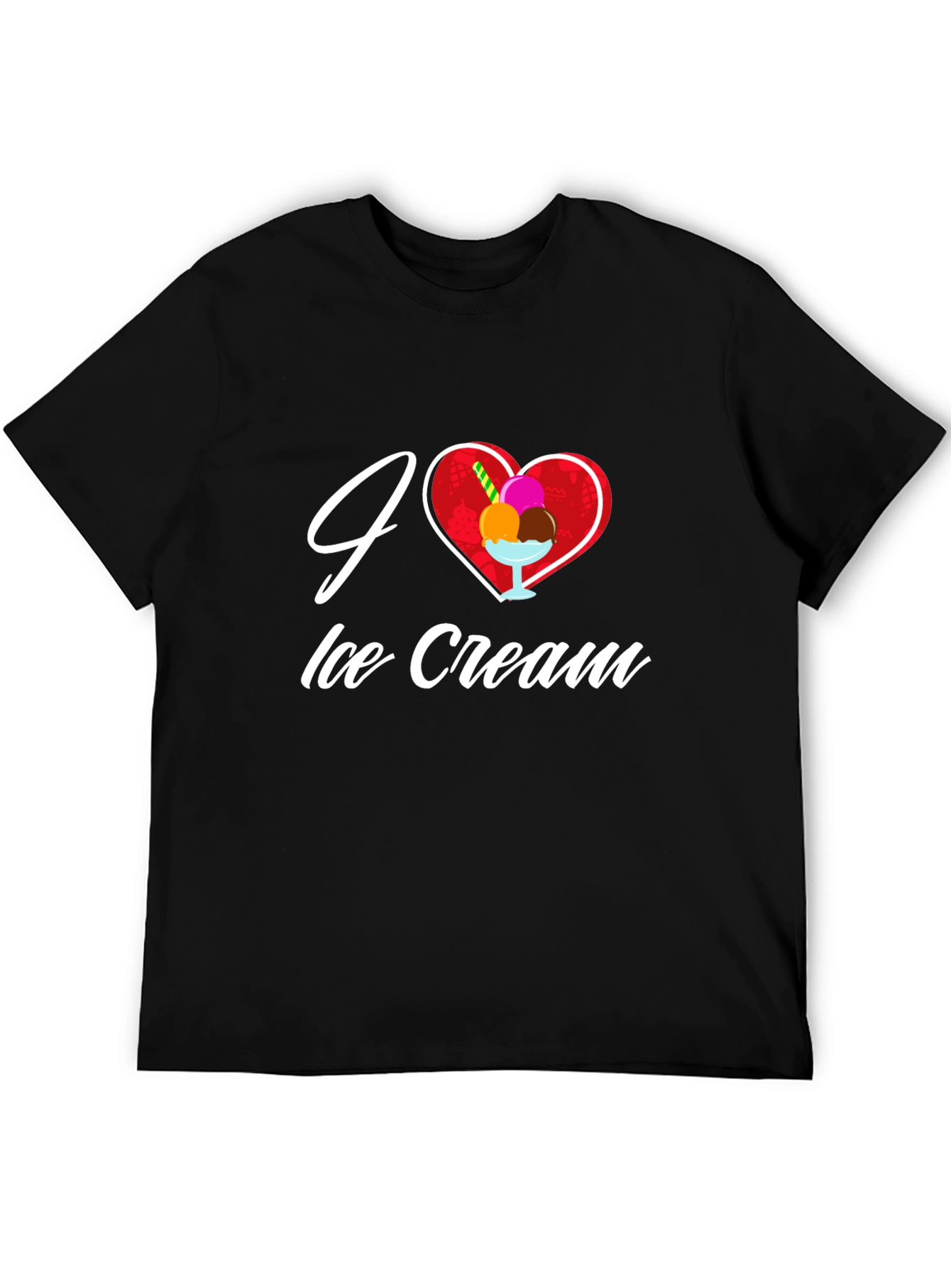 I Love Ice Cream Graphic Tee - Black