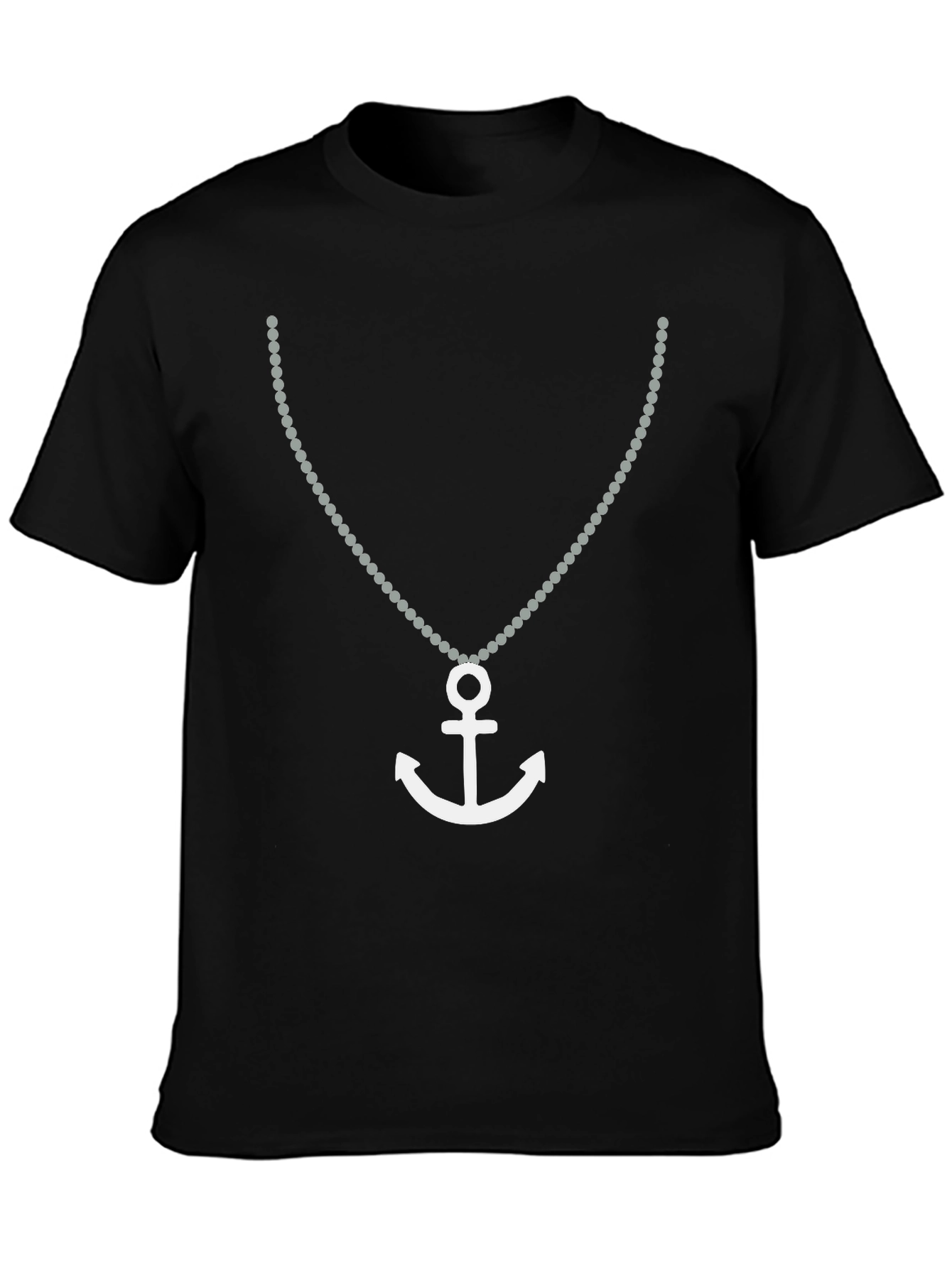 Nautical Anchor Necklace Graphic Tee - Black