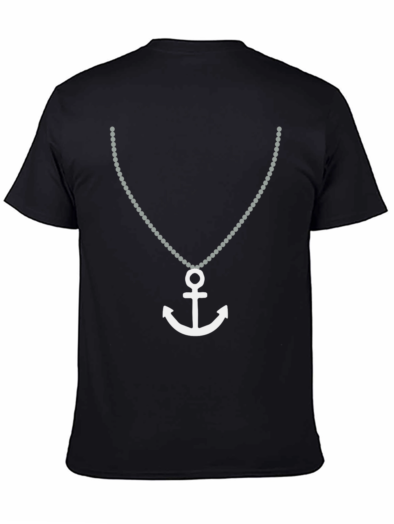 Nautical Anchor Necklace Graphic Tee - Black