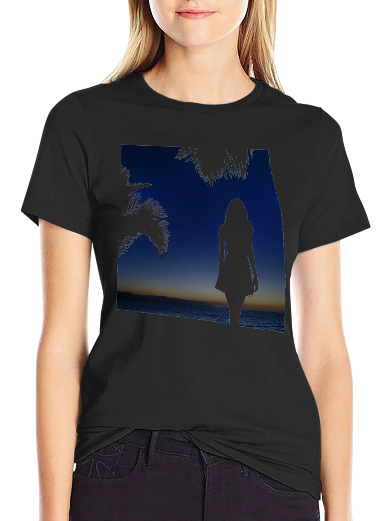 Sunset Silhouette Graphic Tee - Beach Vibes