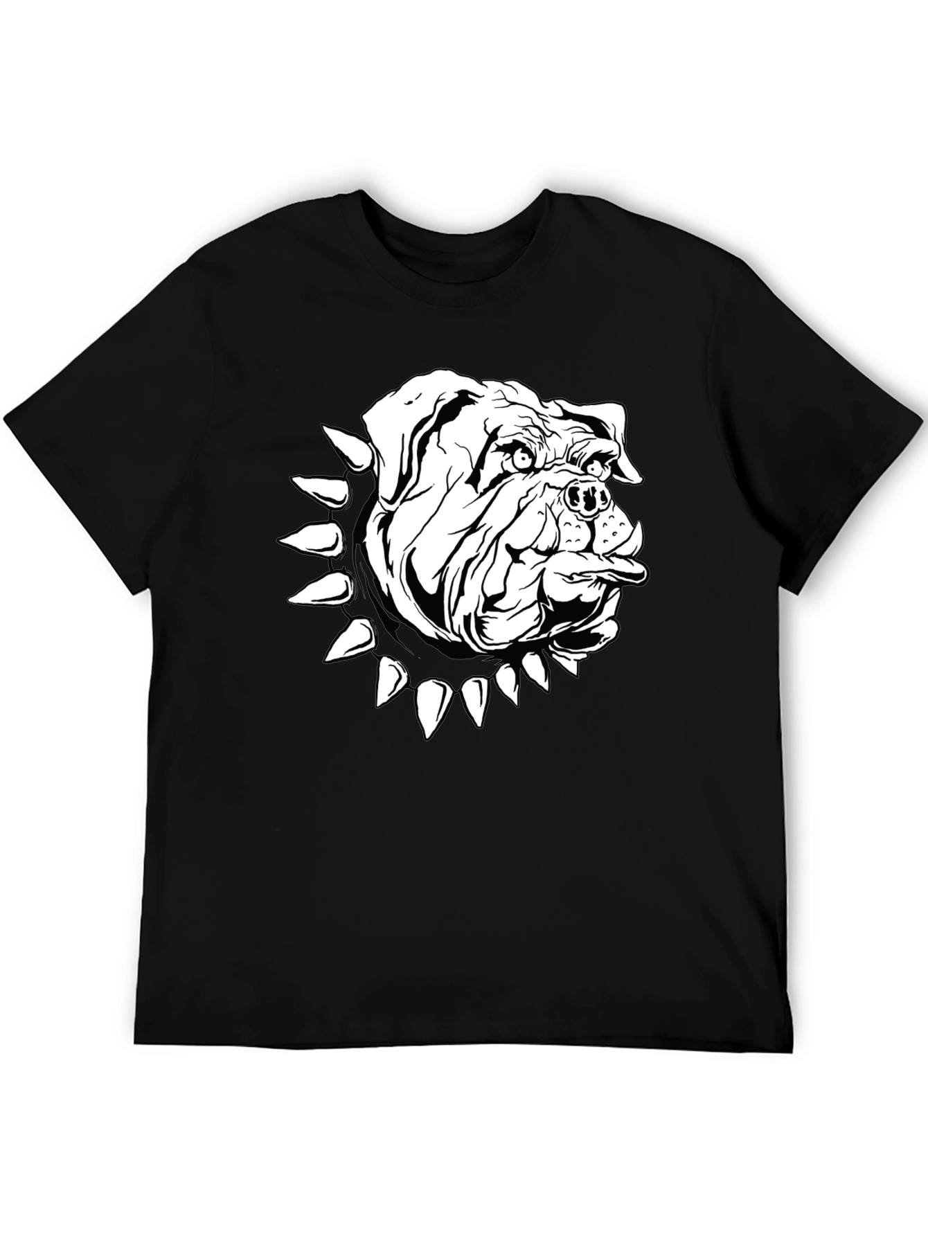 Bulldog Spike Collar Graphic Tee - Black