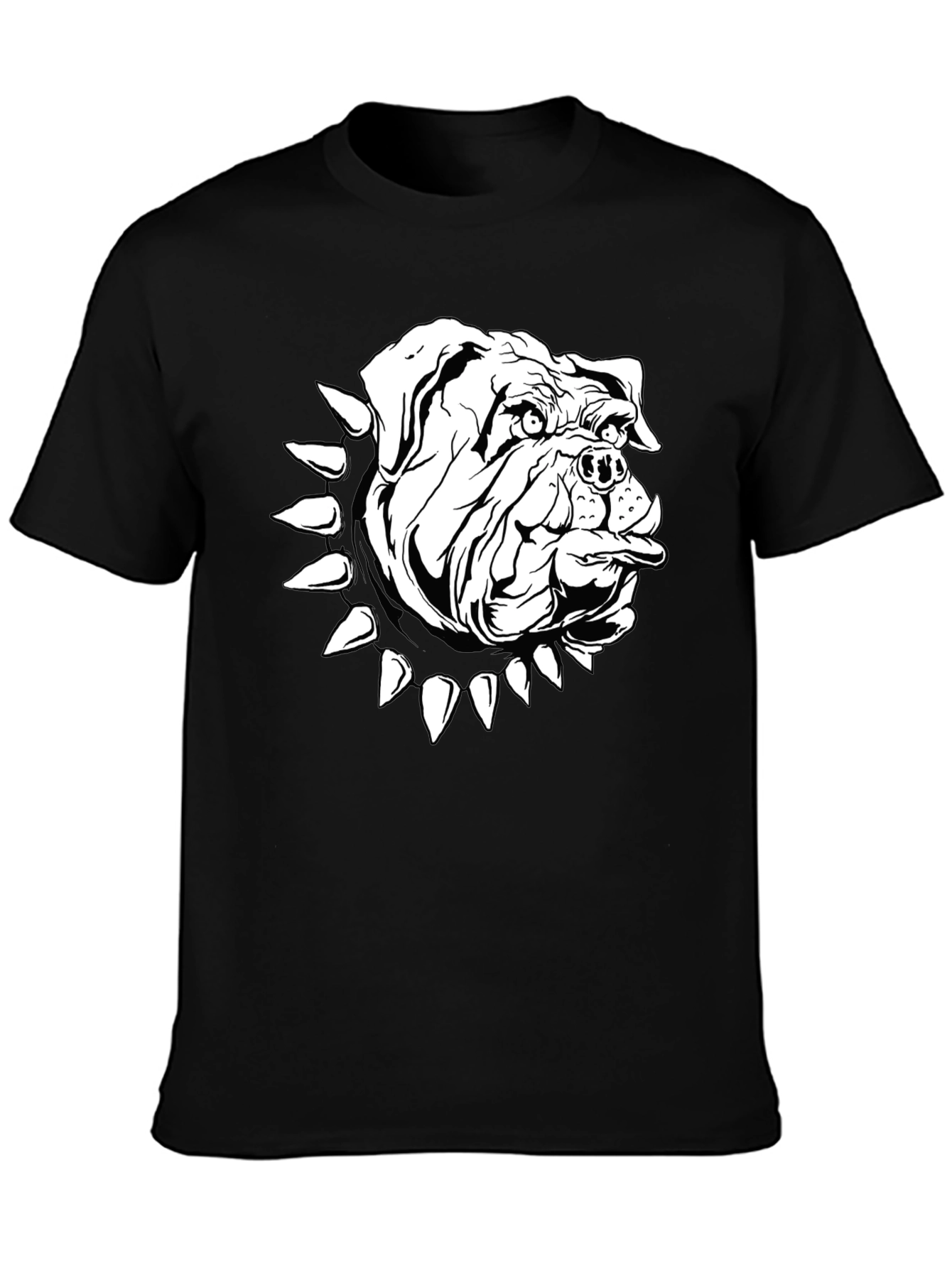 Bulldog Spike Collar Graphic Tee - Black