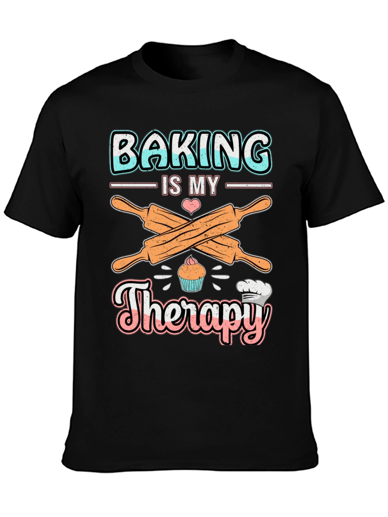 Baking is My Therapy T-Shirt: Cute Cupcake Design