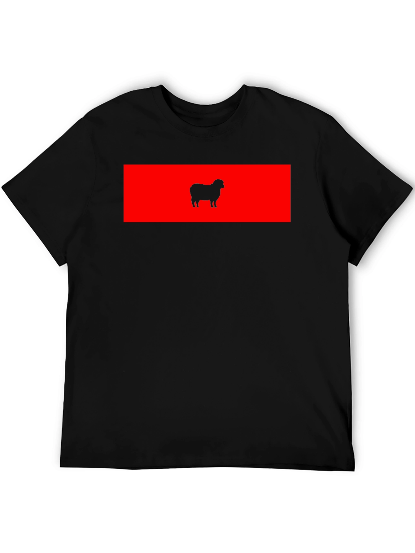 Red Sheep Silhouette Black T-Shirt - Unique Graphic Tee