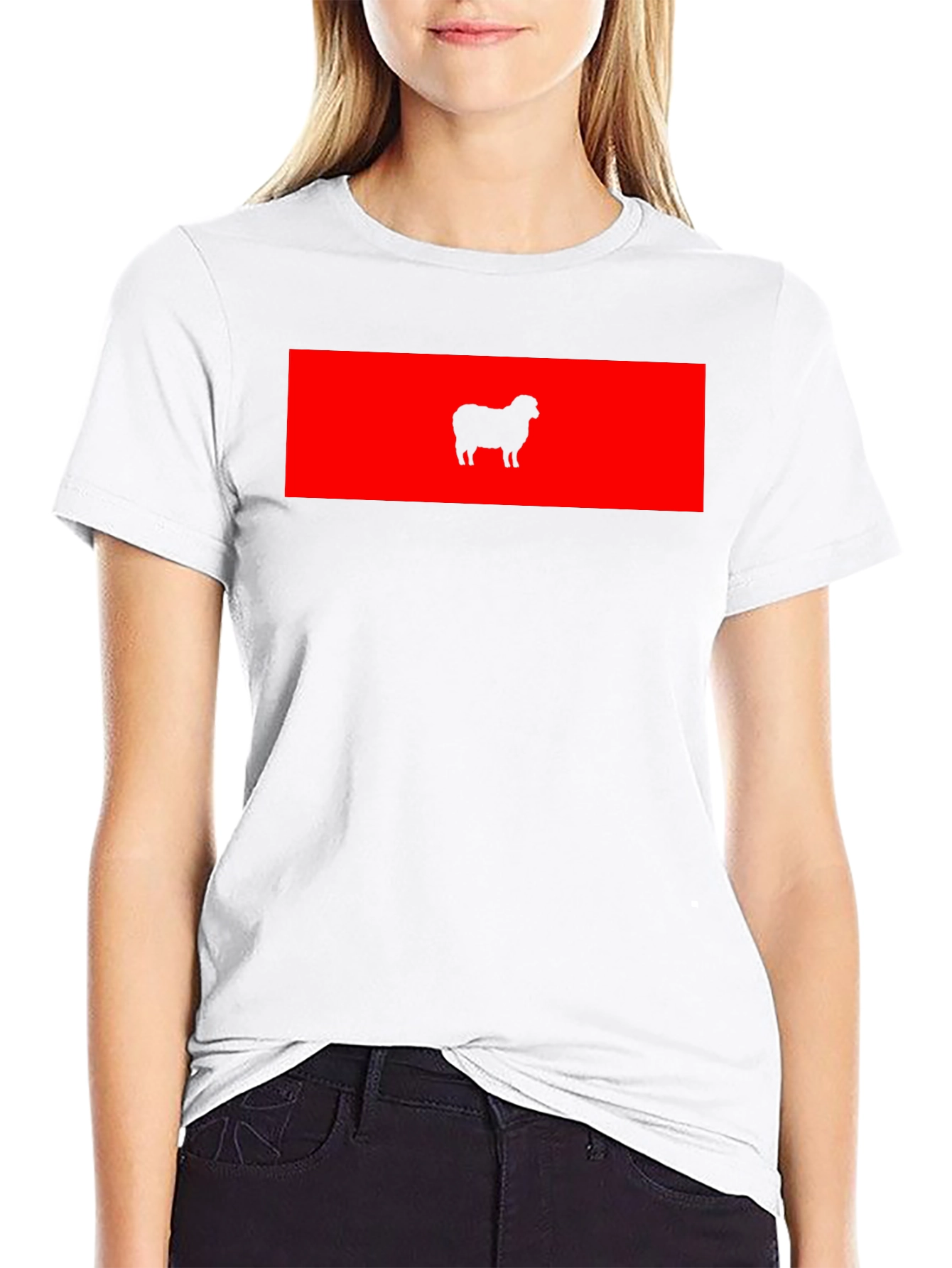 Red Sheep Silhouette Black T-Shirt - Unique Graphic Tee