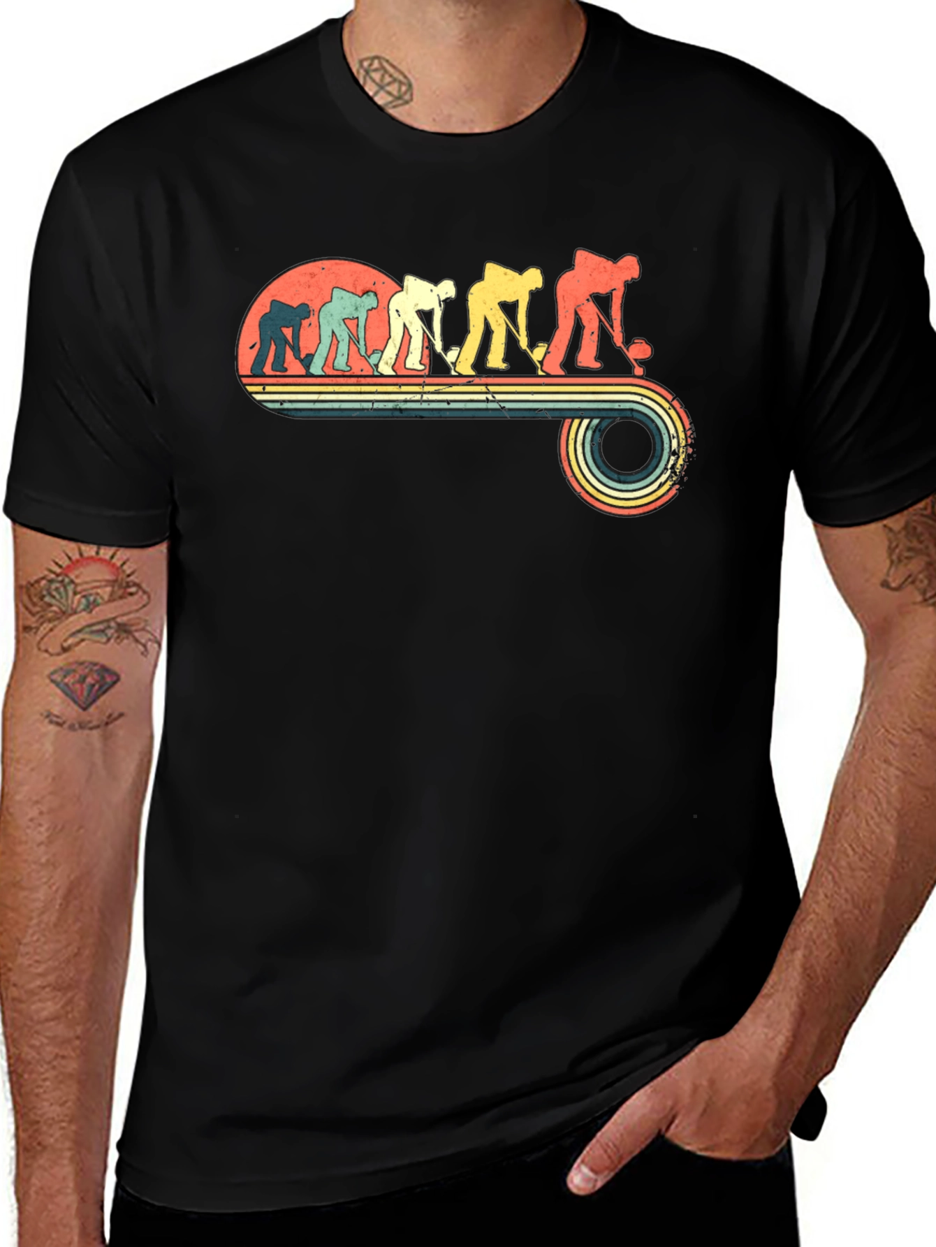 Retro Hockey Evolution Black T-Shirt