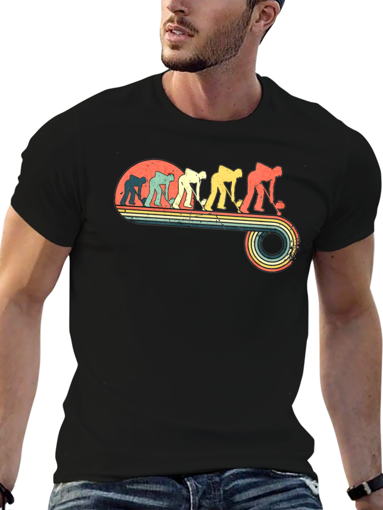 Retro Hockey Evolution Black T-Shirt