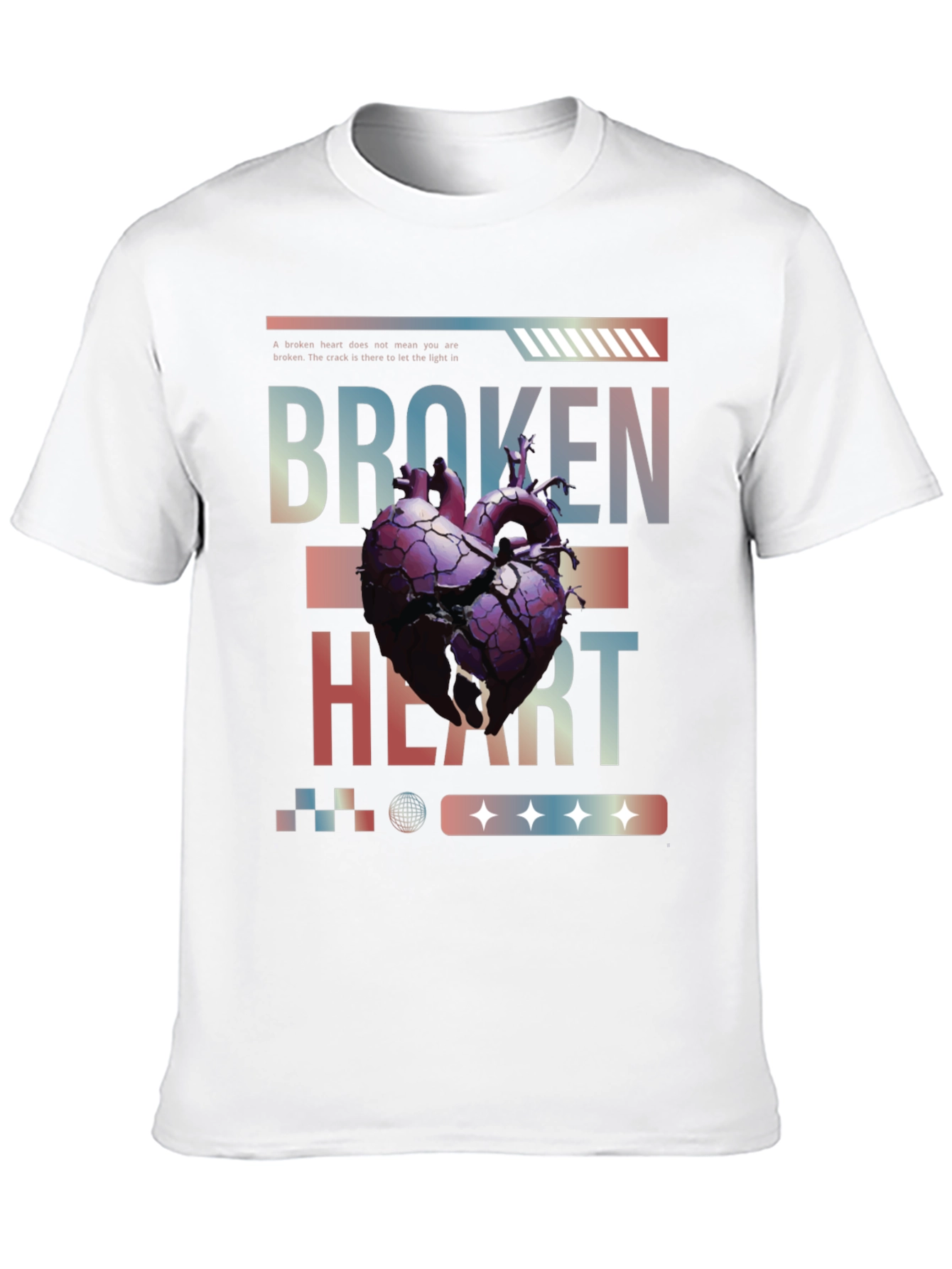 Broken Heart Graphic Print T-Shirt - Black