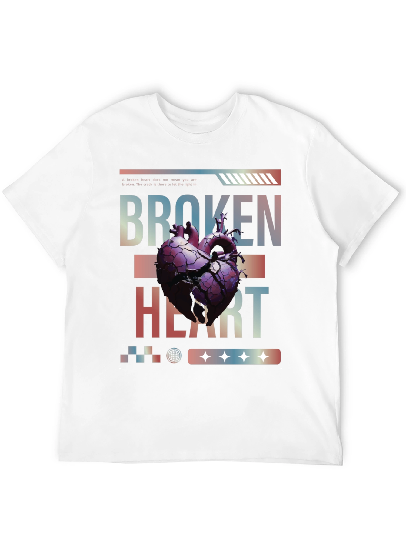 Broken Heart Graphic Print T-Shirt - Black