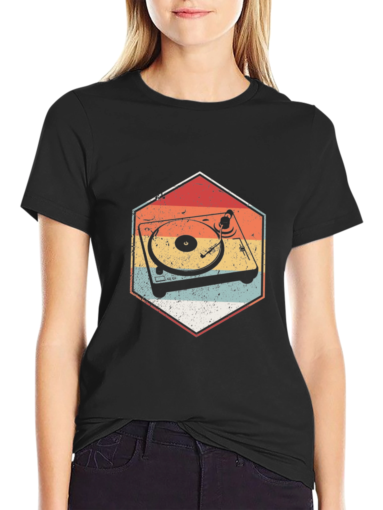 Retro Turntable Graphic Tee - Classic Music Lover T-Shirt