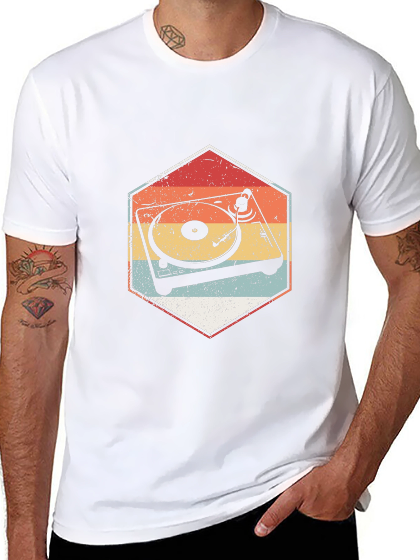 Retro Turntable Graphic Tee - Classic Music Lover T-Shirt