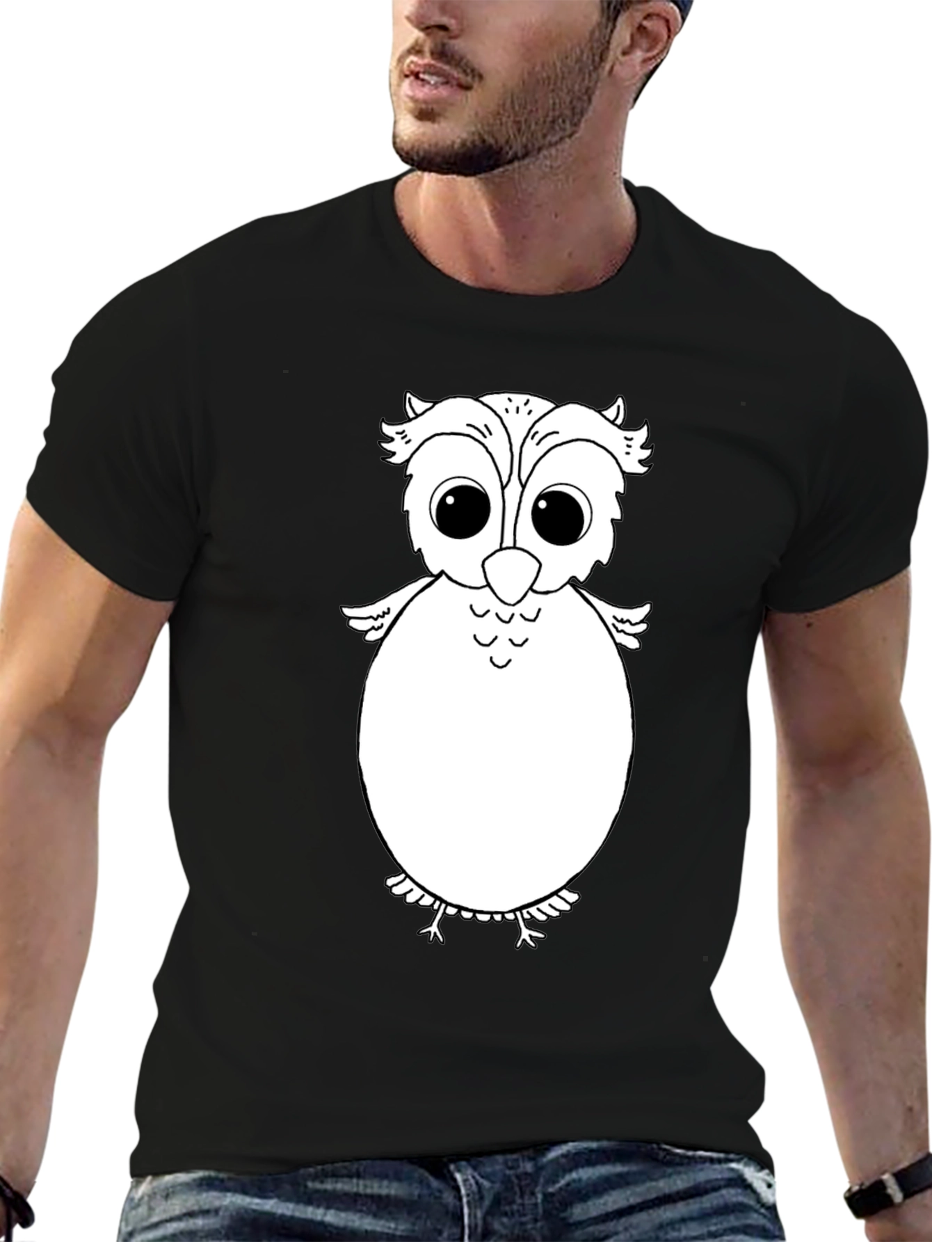 Owl Graphic Tee - Black Cotton Comfort