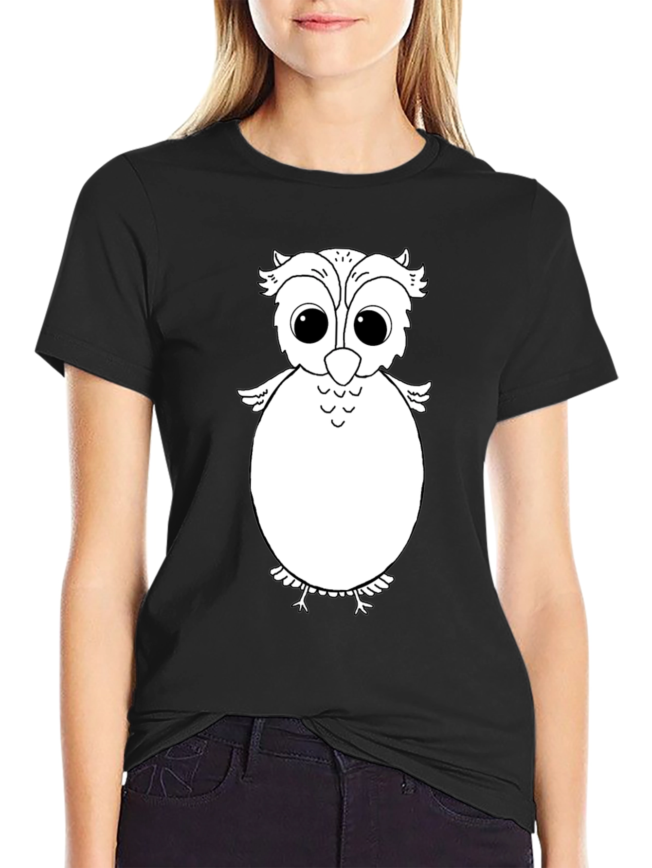 Owl Graphic Tee - Black Cotton Comfort
