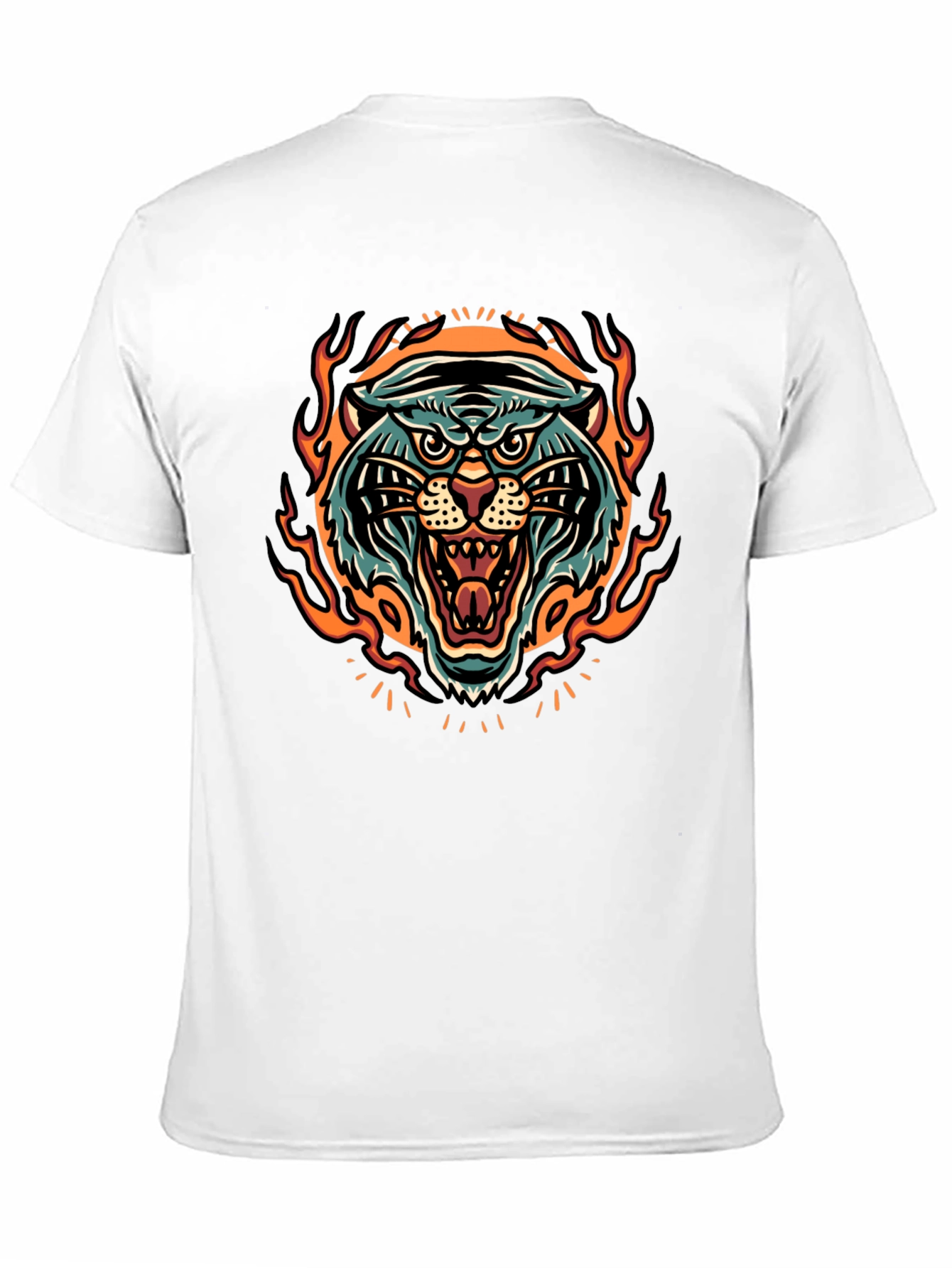 Fiery Tiger Graphic Print Black T-Shirt