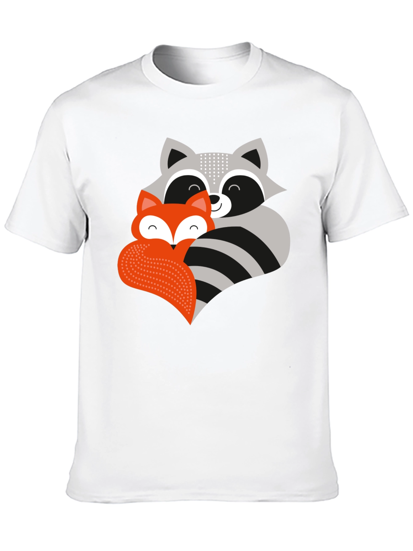 Cute Raccoon & Fox Graphic T-Shirt - Black