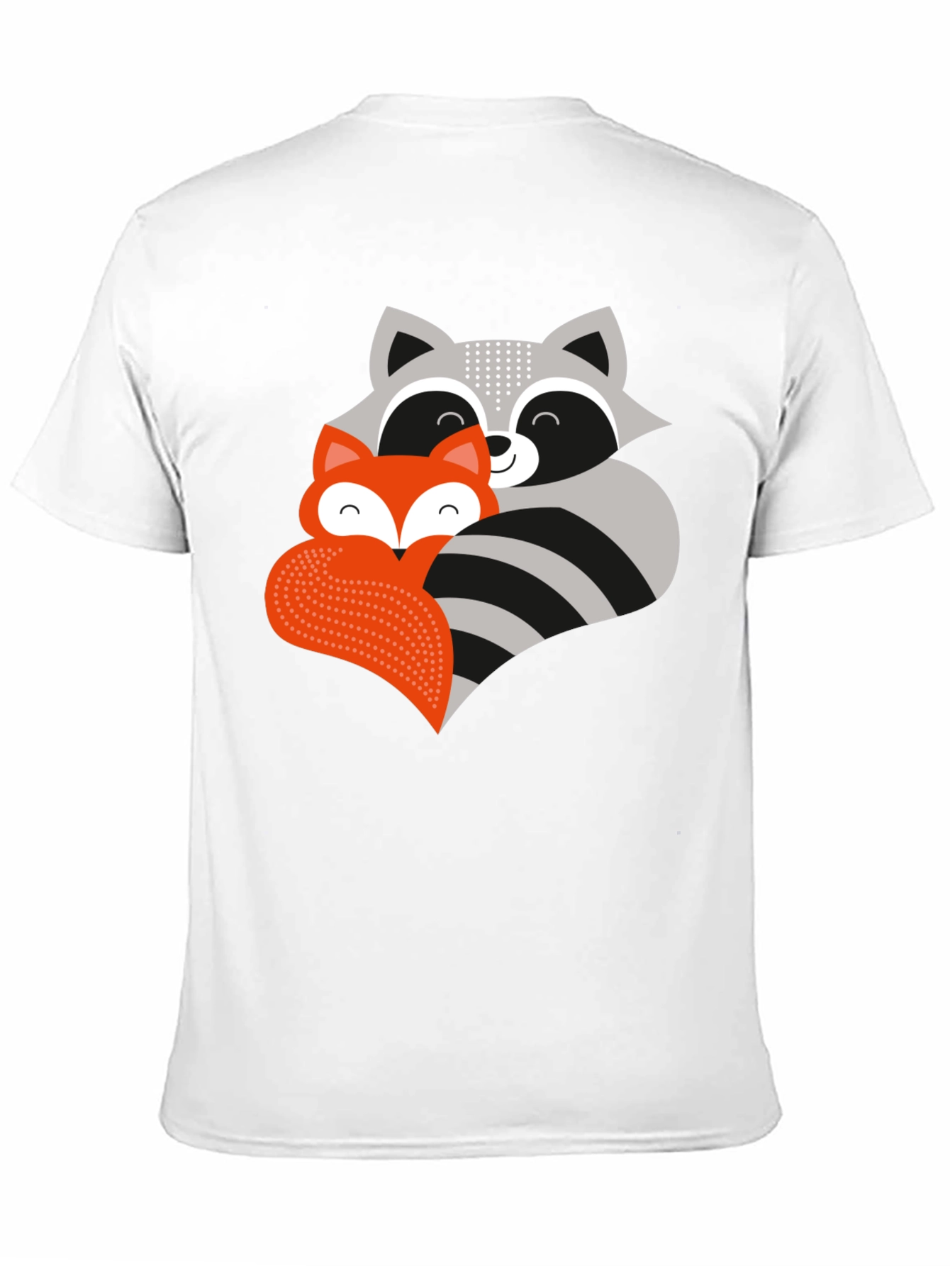 Cute Raccoon & Fox Graphic T-Shirt - Black