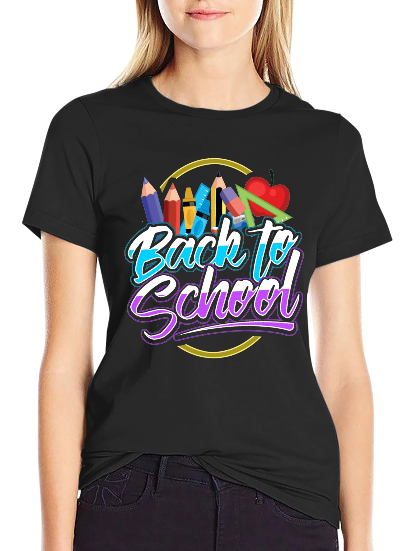 Back to School Graphic T-Shirt - Black