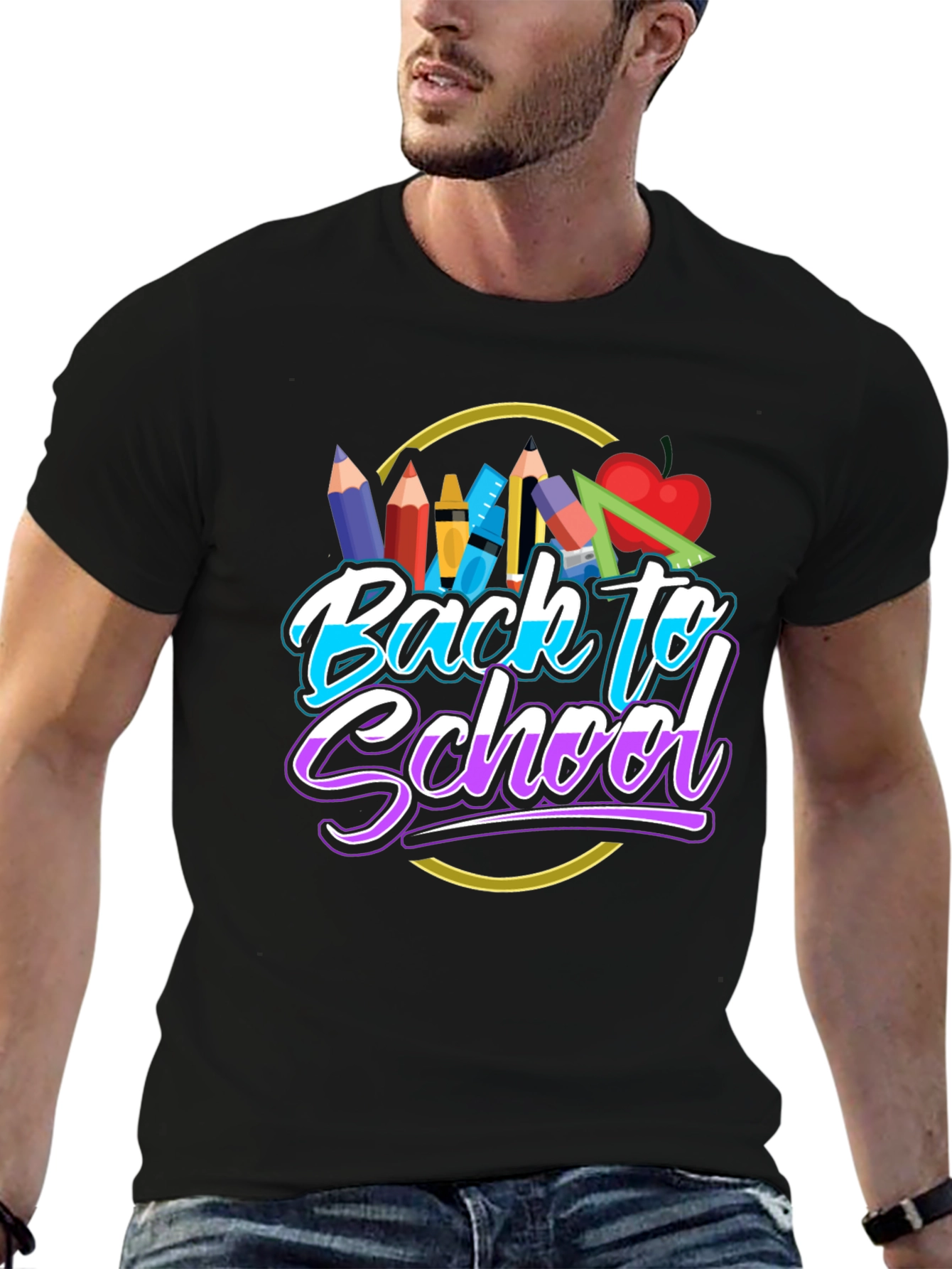 Back to School Graphic T-Shirt - Black