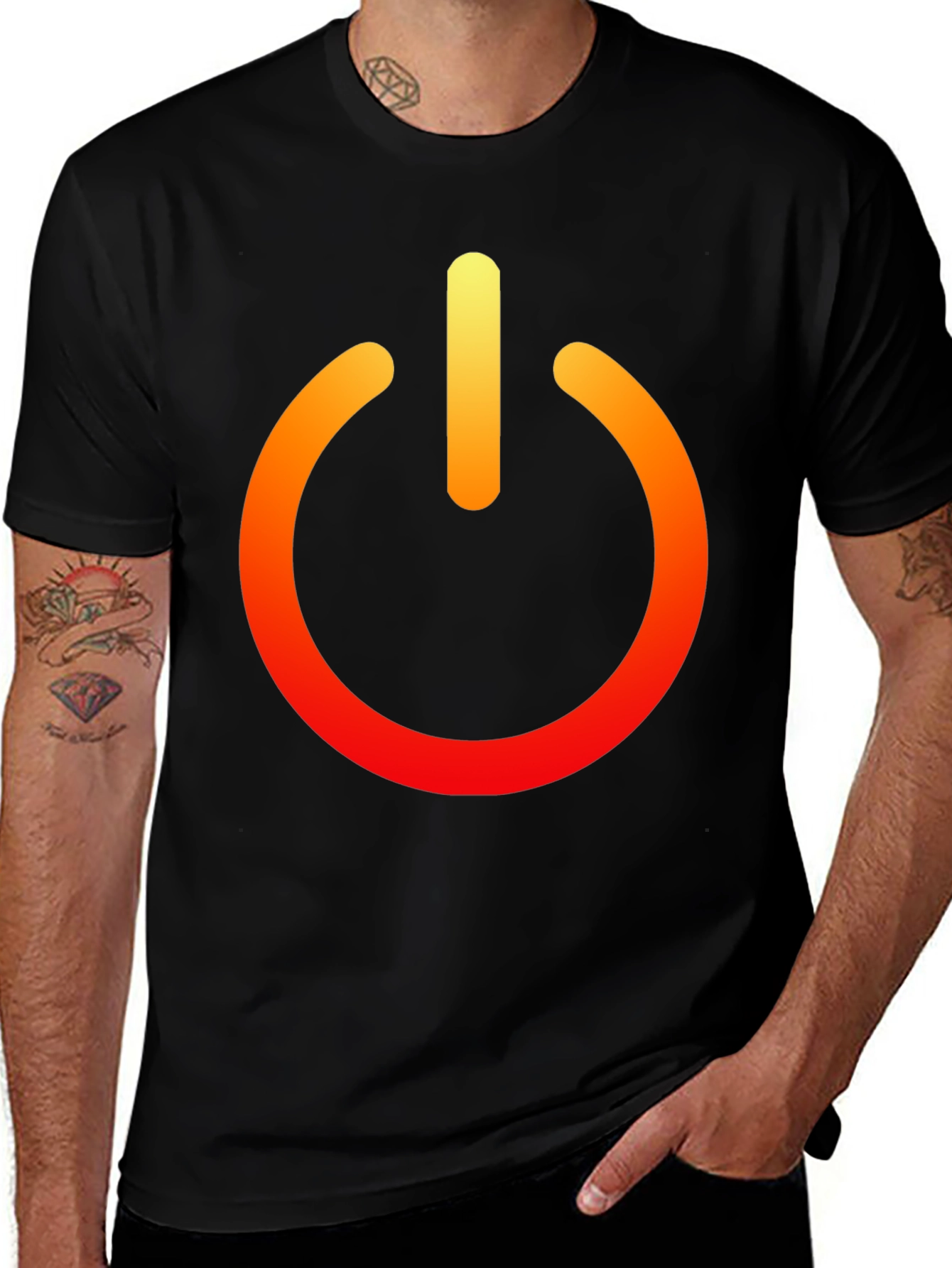 Power On Black Tee - Bold Graphic T-Shirt