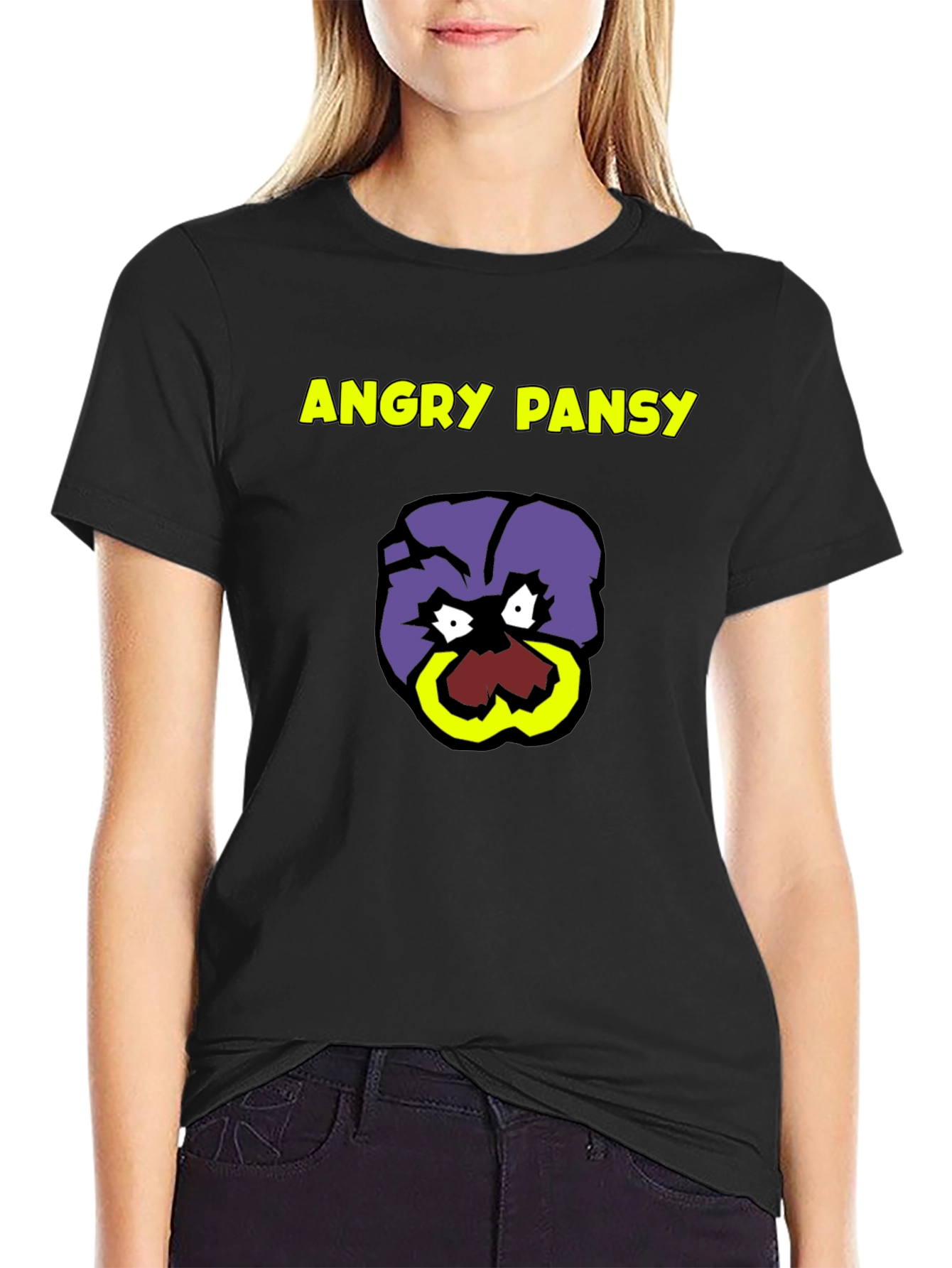 Angry Pansy Graphic Tee - Bold Humor T-Shirt