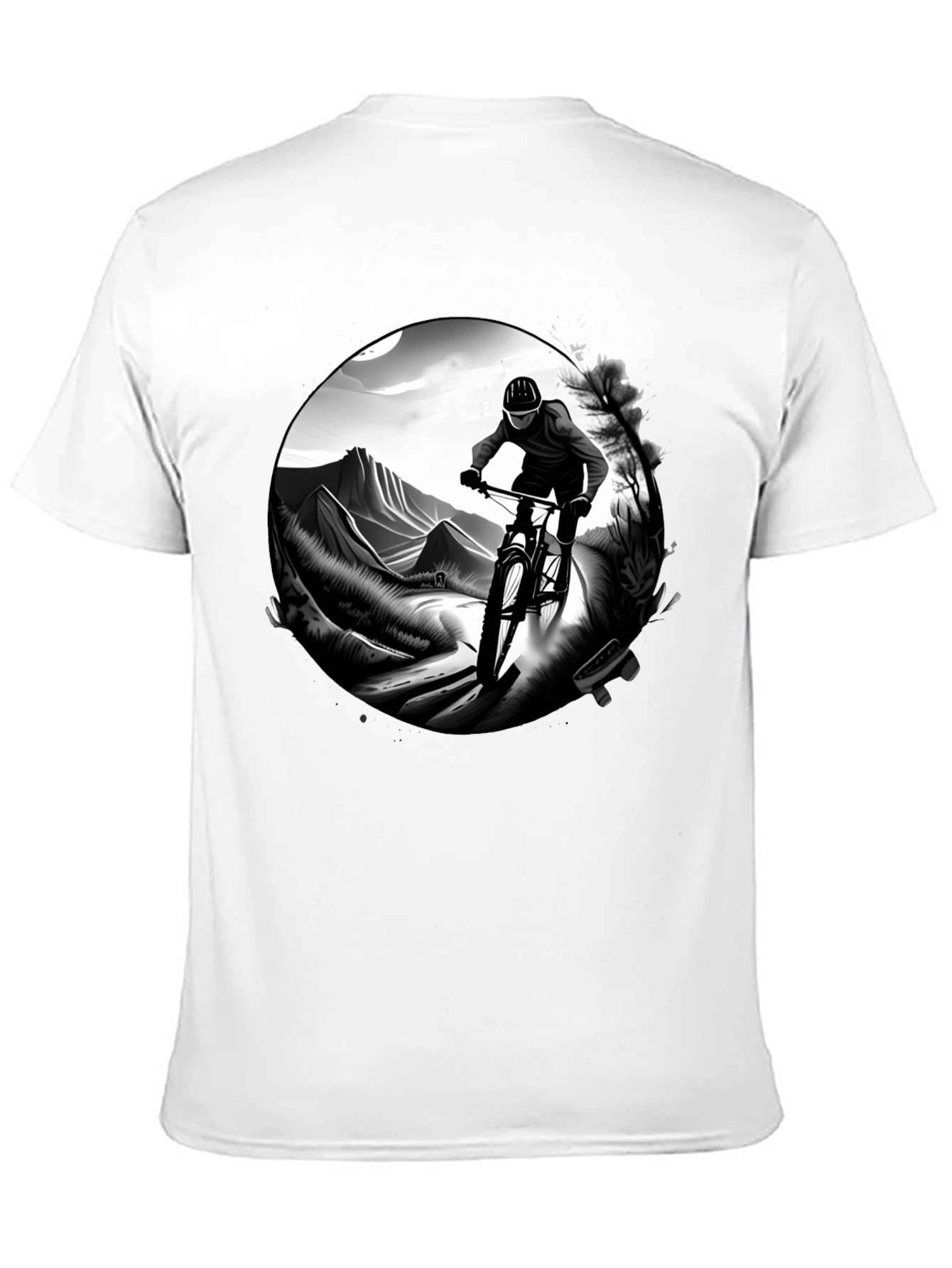 Mens Black Mountain Biking Graphic Tee