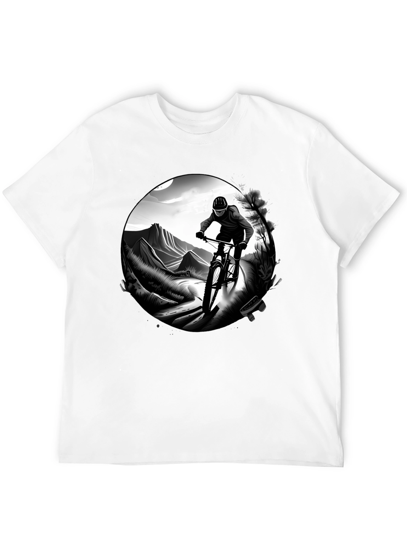 Mens Black Mountain Biking Graphic Tee