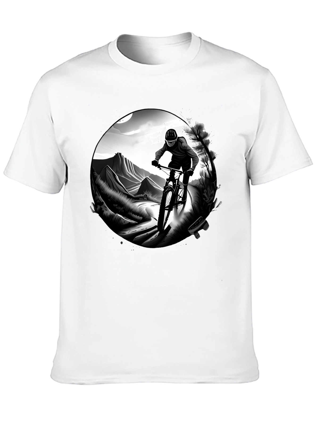 Mens Black Mountain Biking Graphic Tee