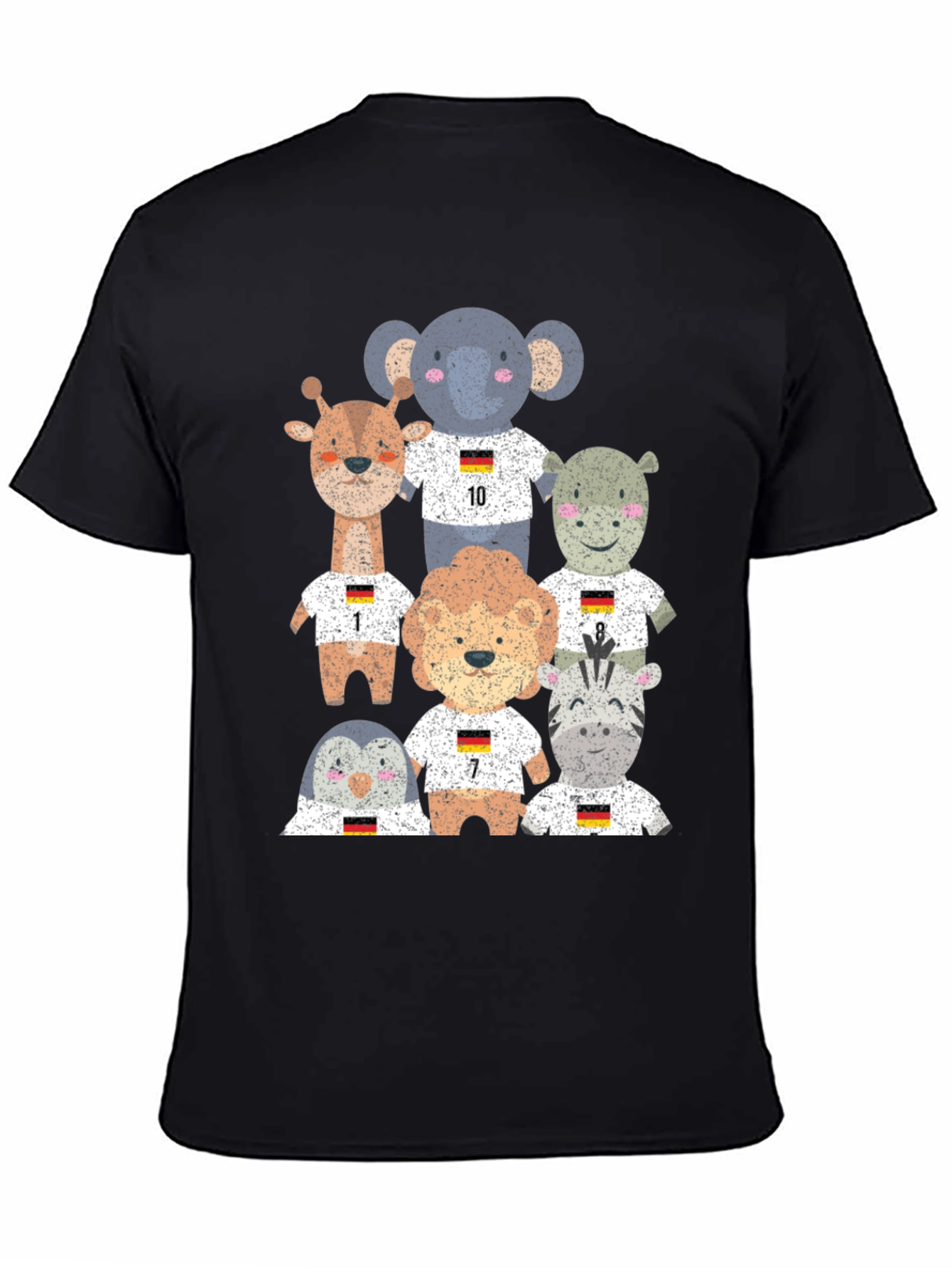 Animal Soccer Team Black Graphic T-Shirt