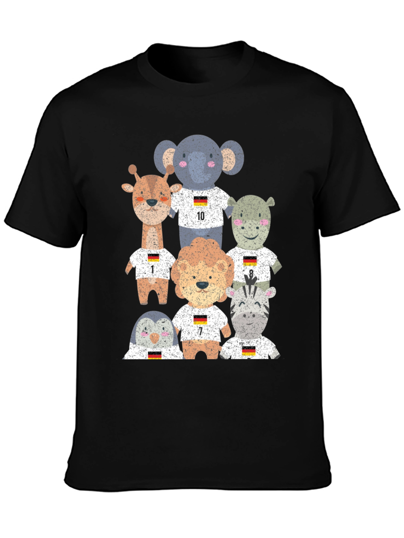 Animal Soccer Team Black Graphic T-Shirt
