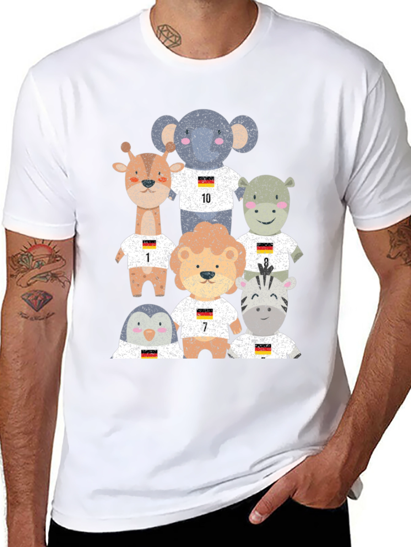 Animal Soccer Team Black Graphic T-Shirt