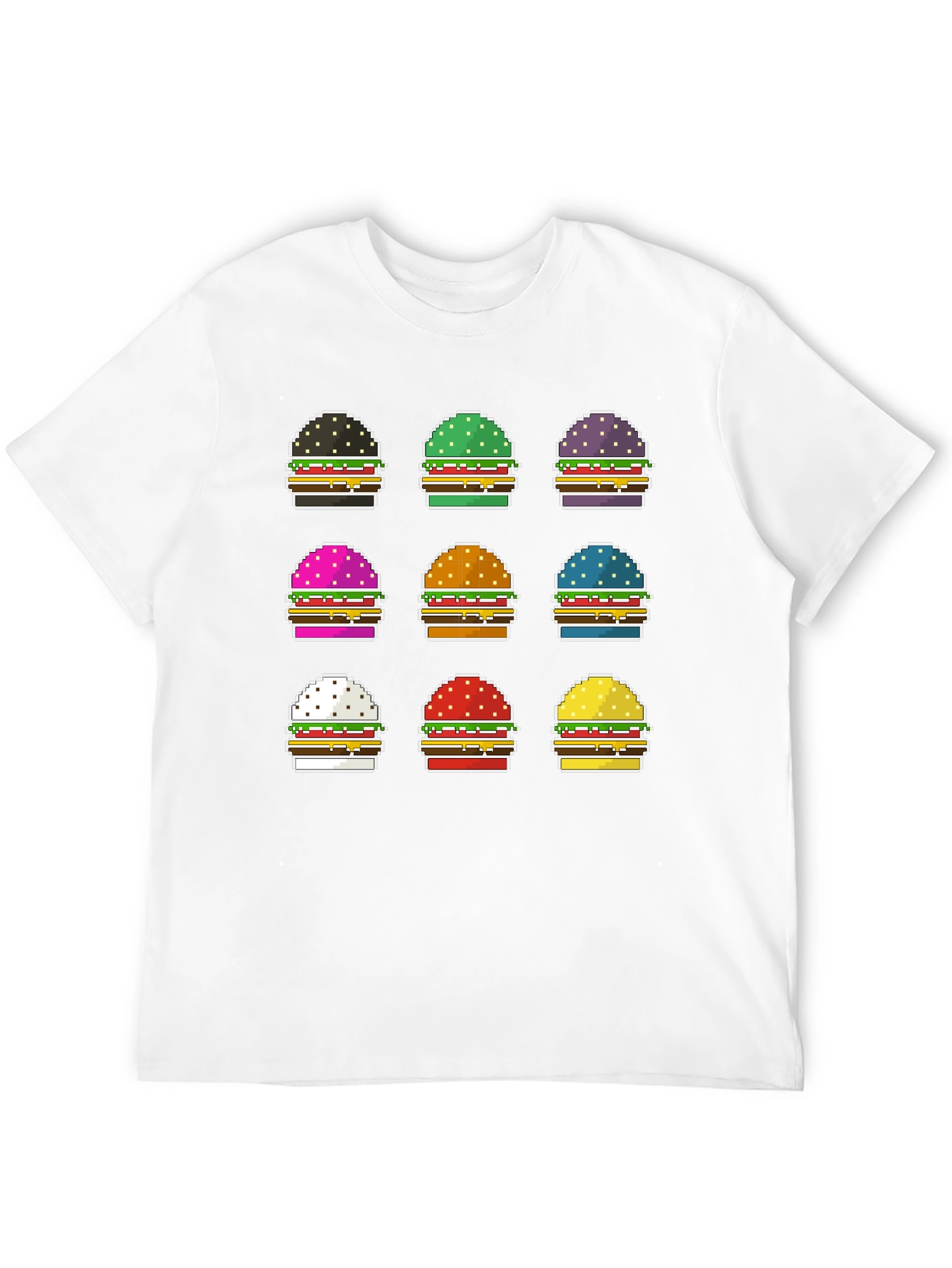 Pixel Burger Graphic Tee - Funky Foodie Fashion