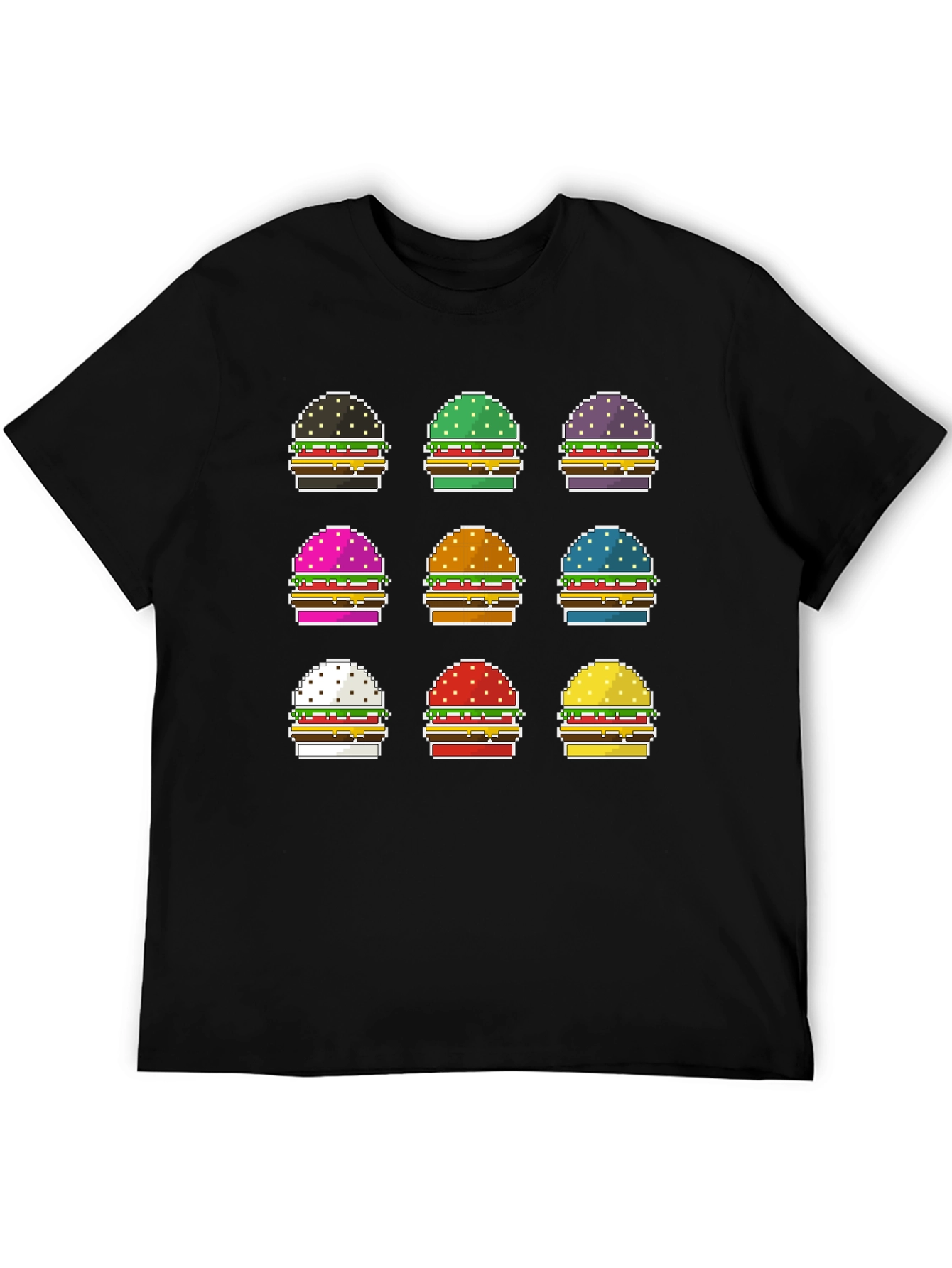Pixel Burger Graphic Tee - Funky Foodie Fashion