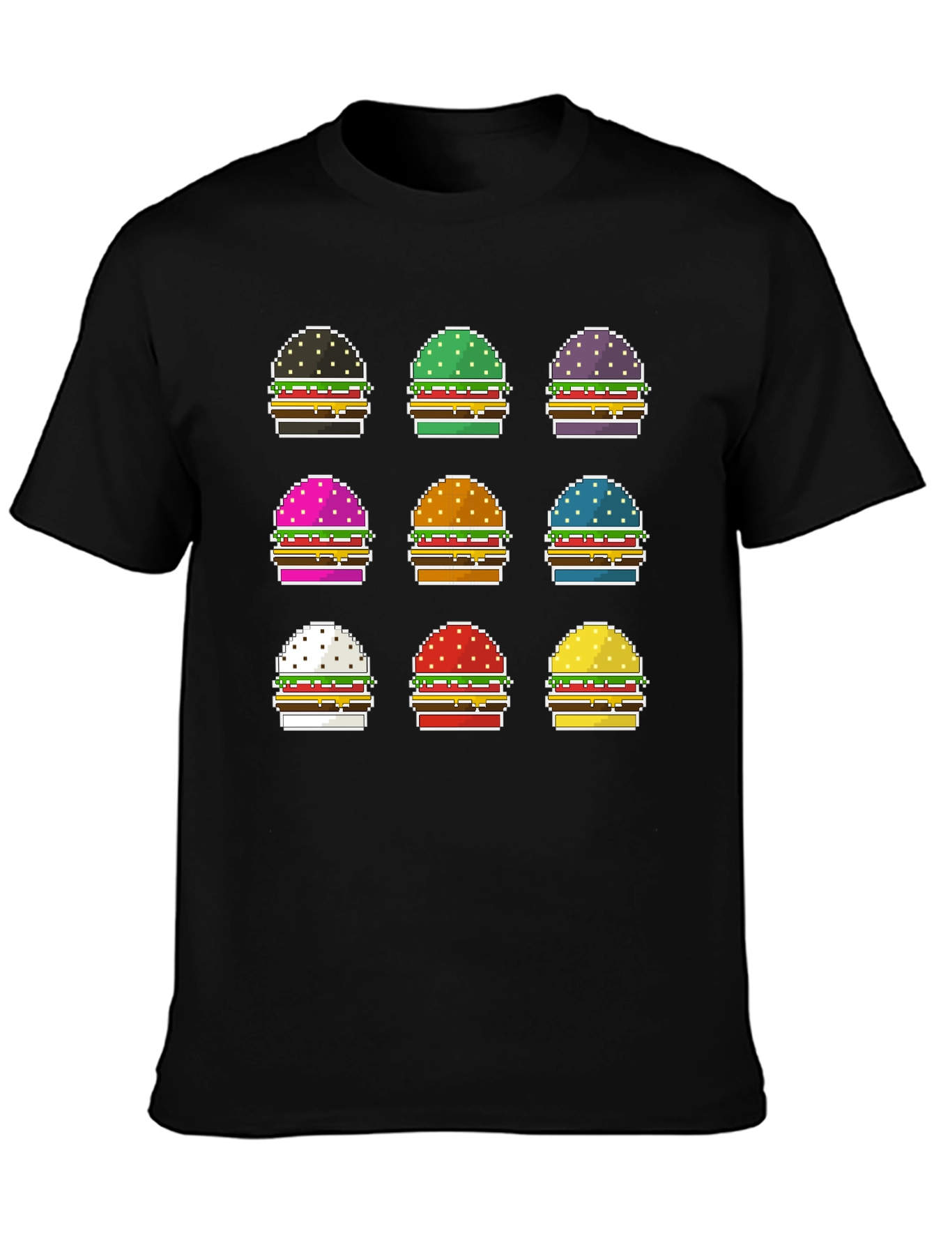 Pixel Burger Graphic Tee - Funky Foodie Fashion