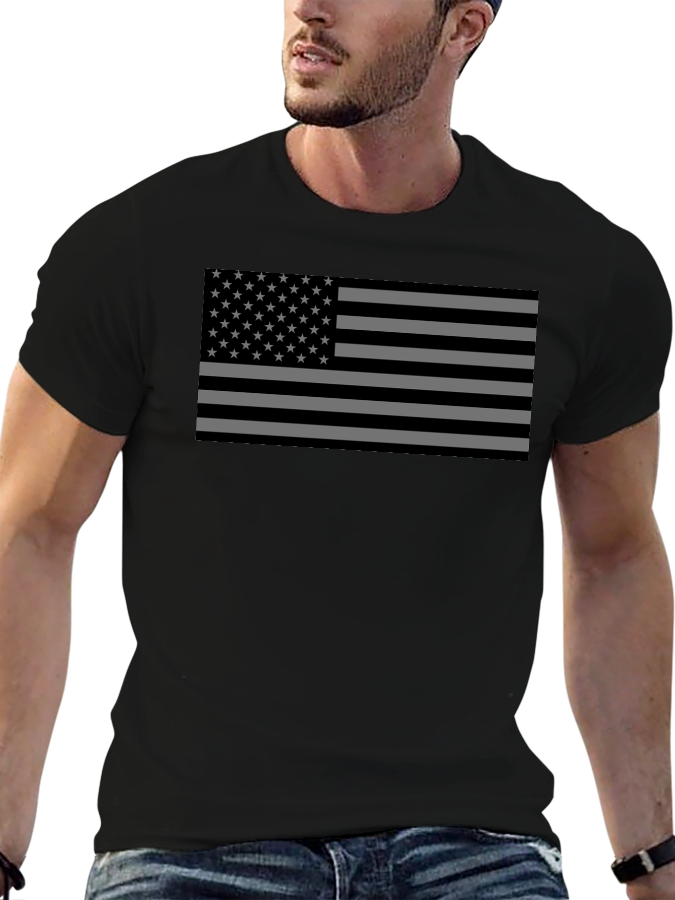 Black USA Flag Graphic T-Shirt - Patriotic Tee