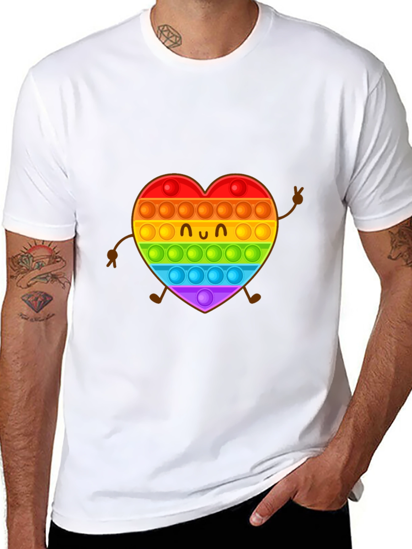 Rainbow Heart Pop It Fidget T-Shirt