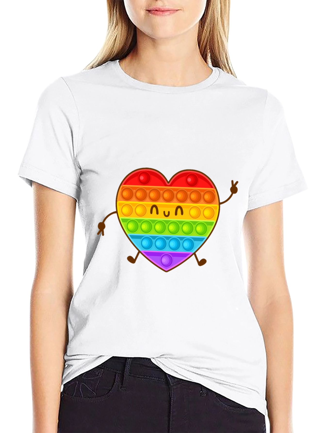 Rainbow Heart Pop It Fidget T-Shirt