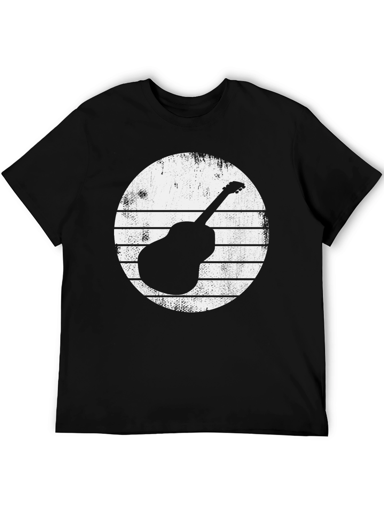 Guitar Graphic Tee - Retro Style Black T-Shirt
