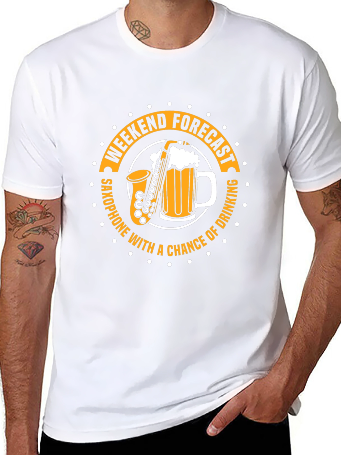 Weekend Forecast Saxophone and Drinking T-Shirt