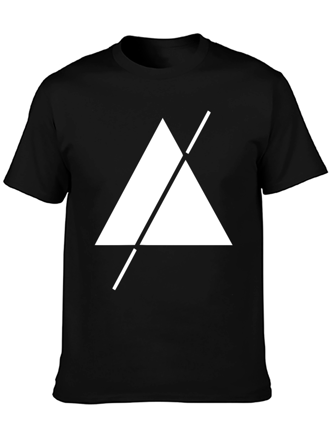 Minimalist Triangle Slash Graphic T-Shirt - Black