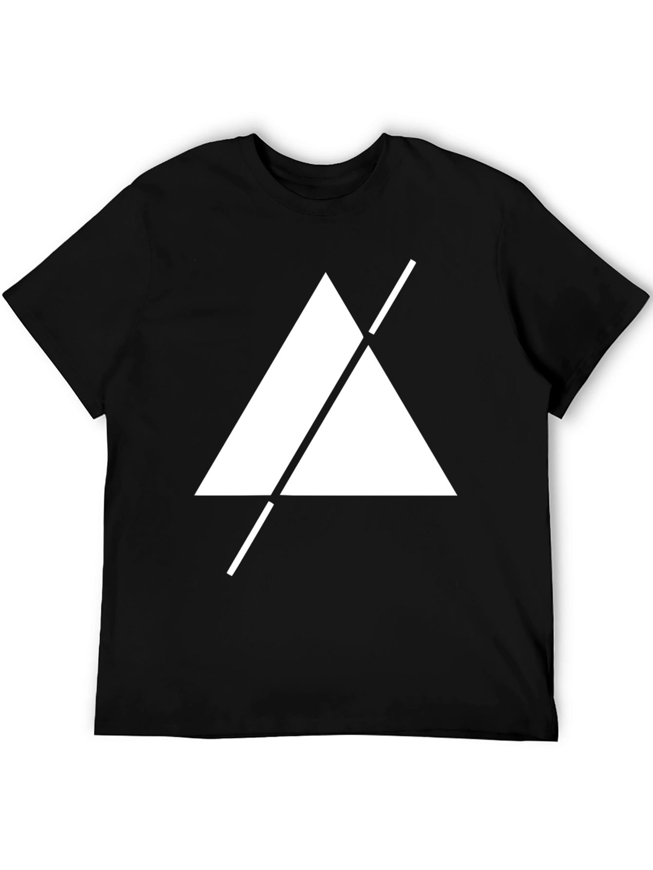 Minimalist Triangle Slash Graphic T-Shirt - Black