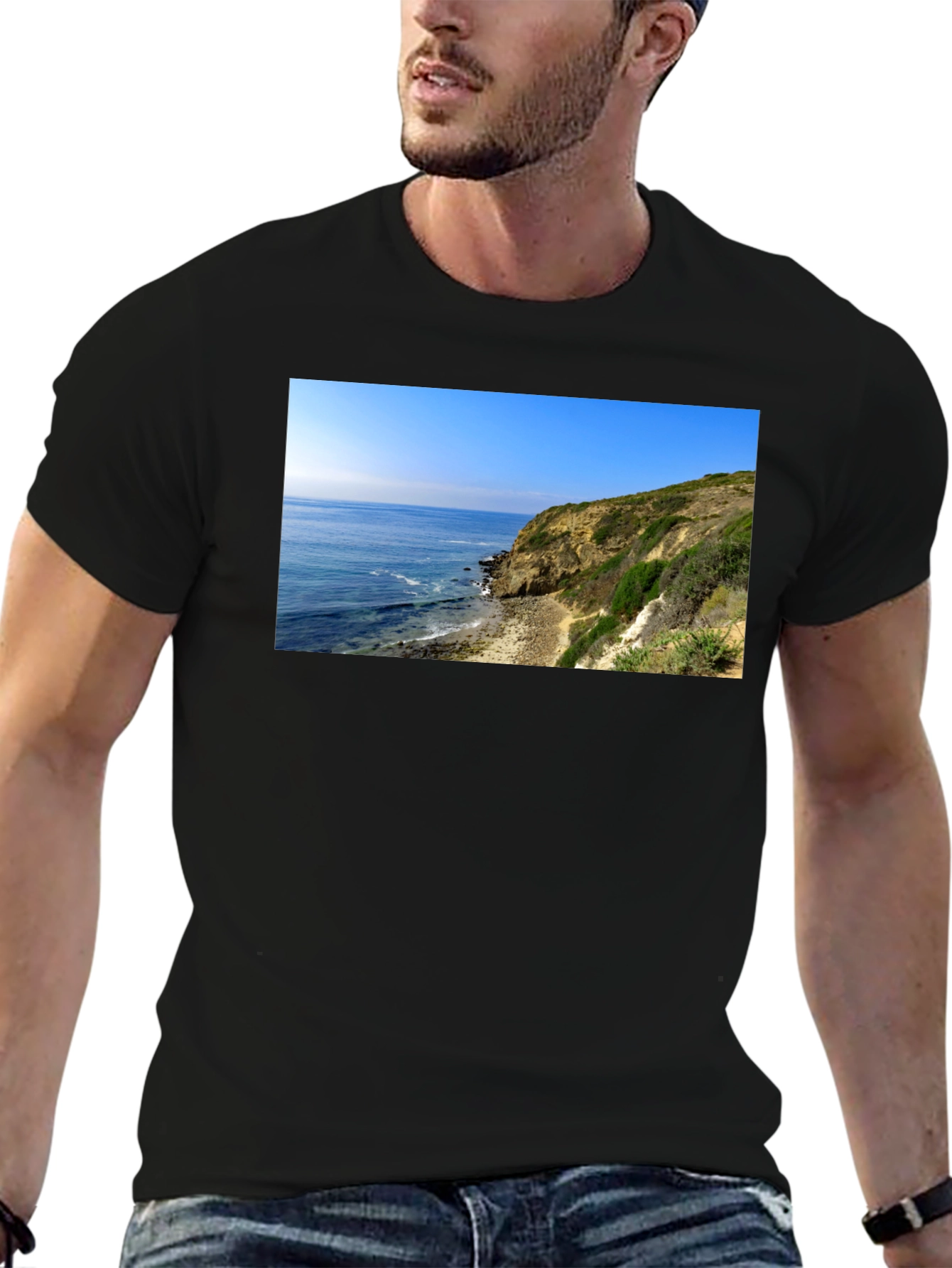 Coastal Cliff T-Shirt - Mens Black Tee