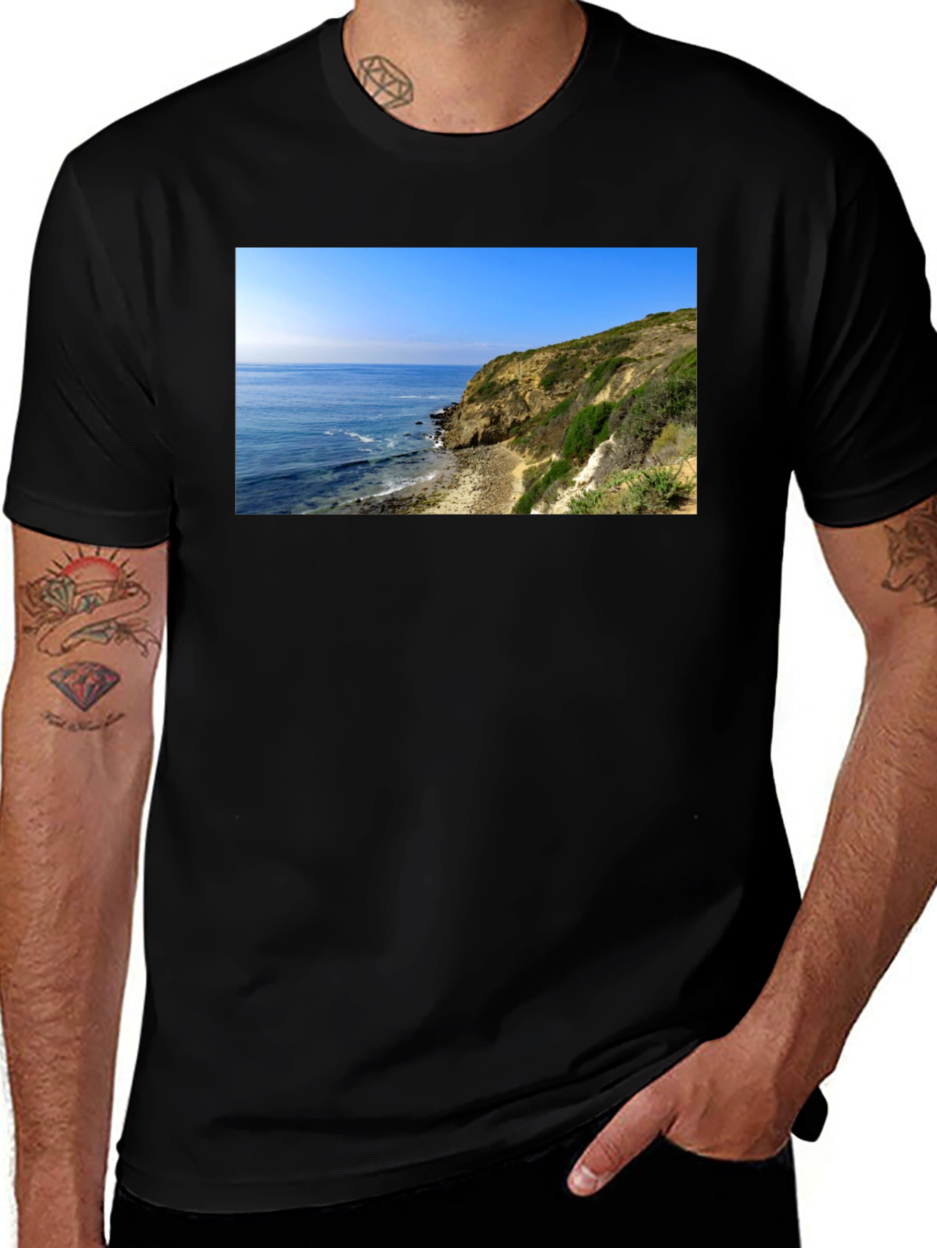 Coastal Cliff T-Shirt - Mens Black Tee